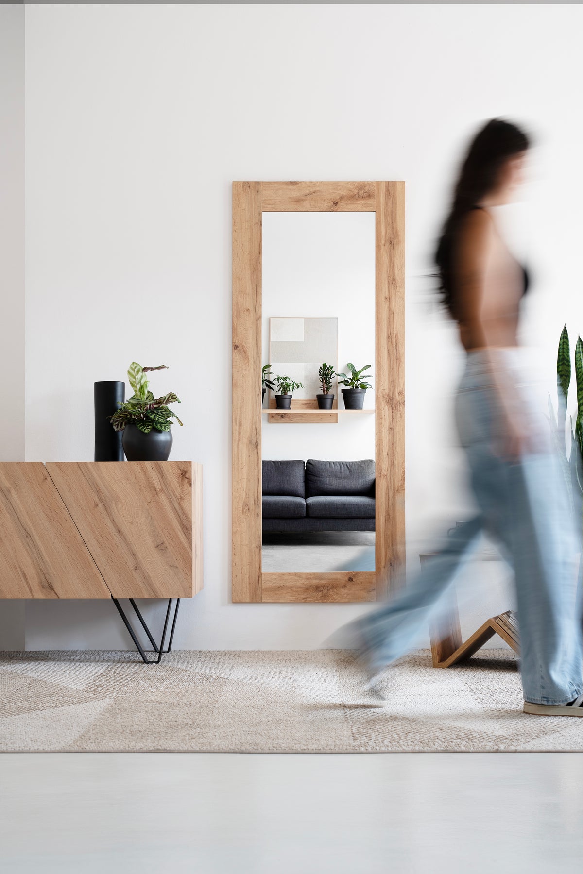 Evolution Rectangular Mirror, 170 x 70 cm, Rustic Oak - Main image