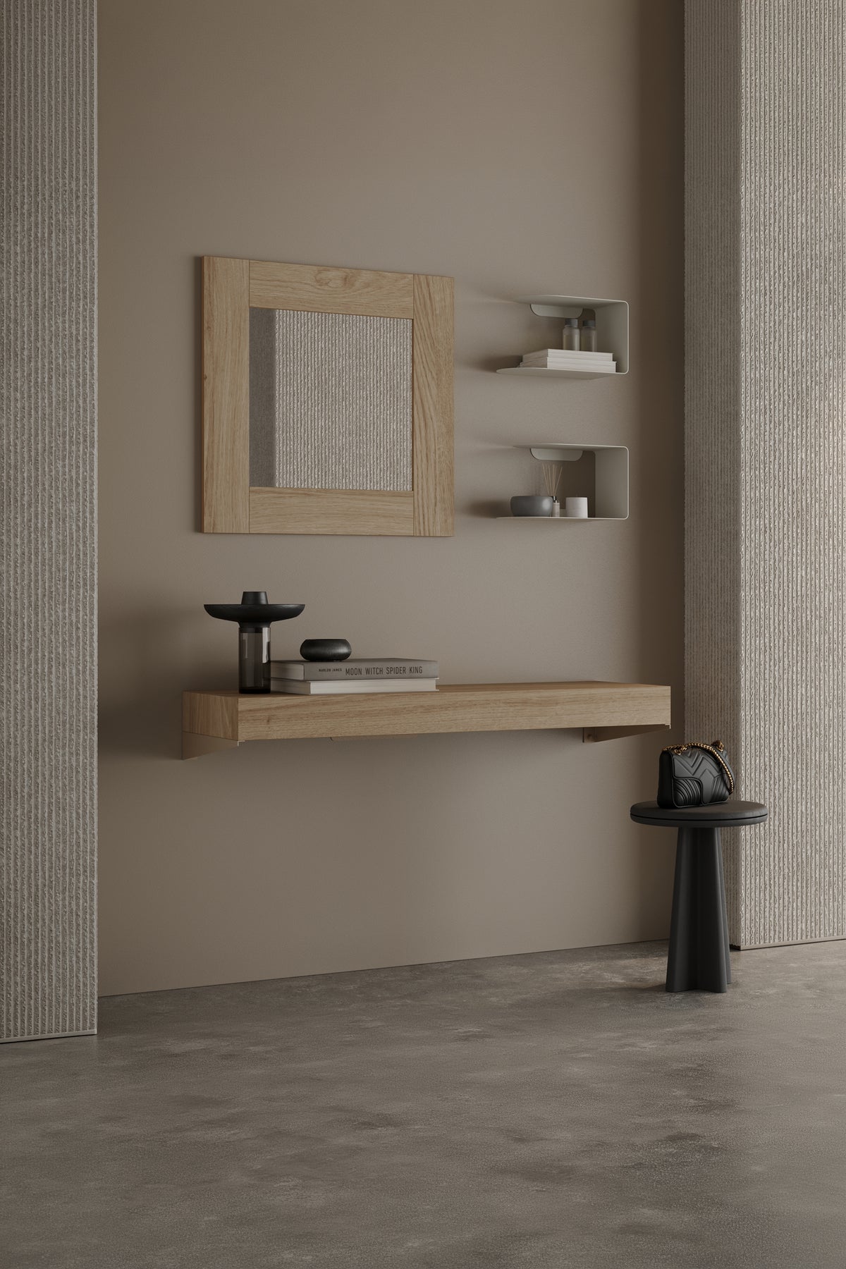 Evolution Rectangular Mirror, 70 x 70 cm, Light Oak - Set image 1