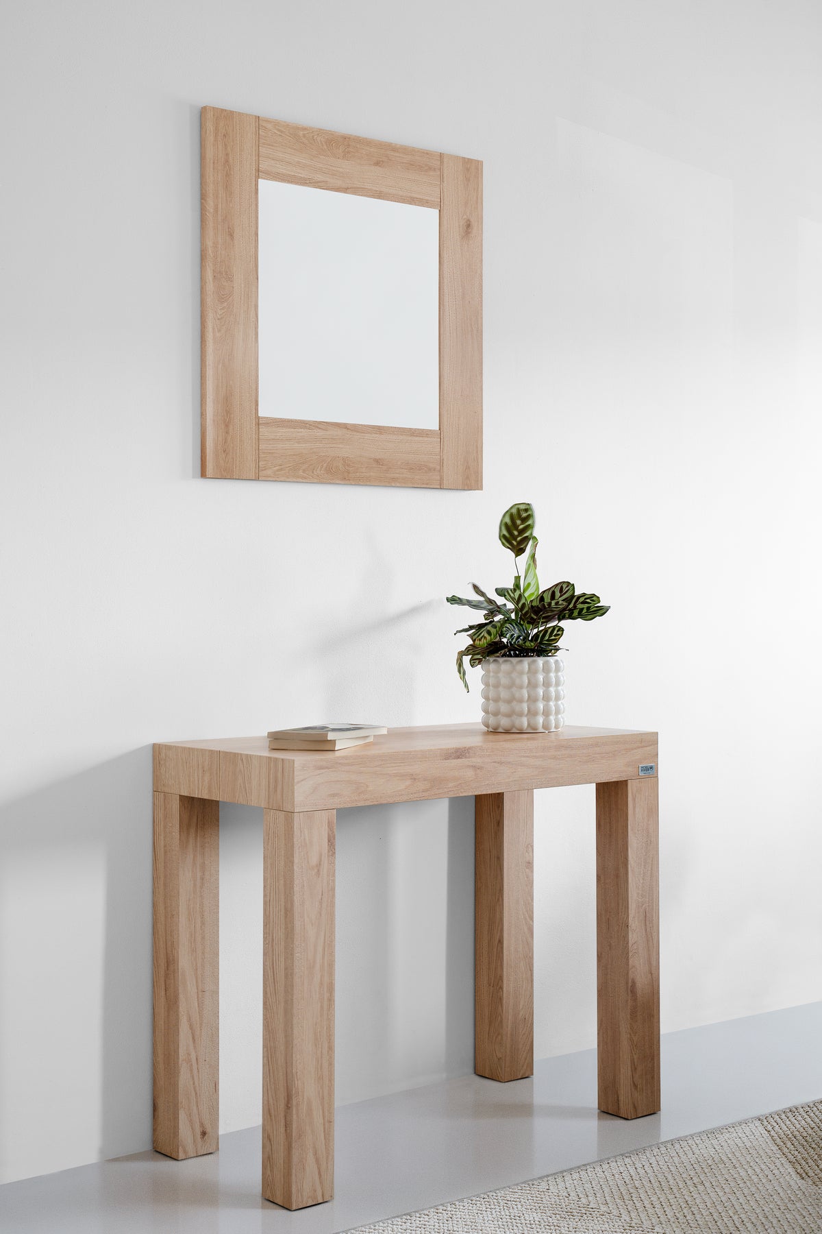 Evolution Rectangular Mirror, 70 x 70 cm, Light Oak - Detail image 1