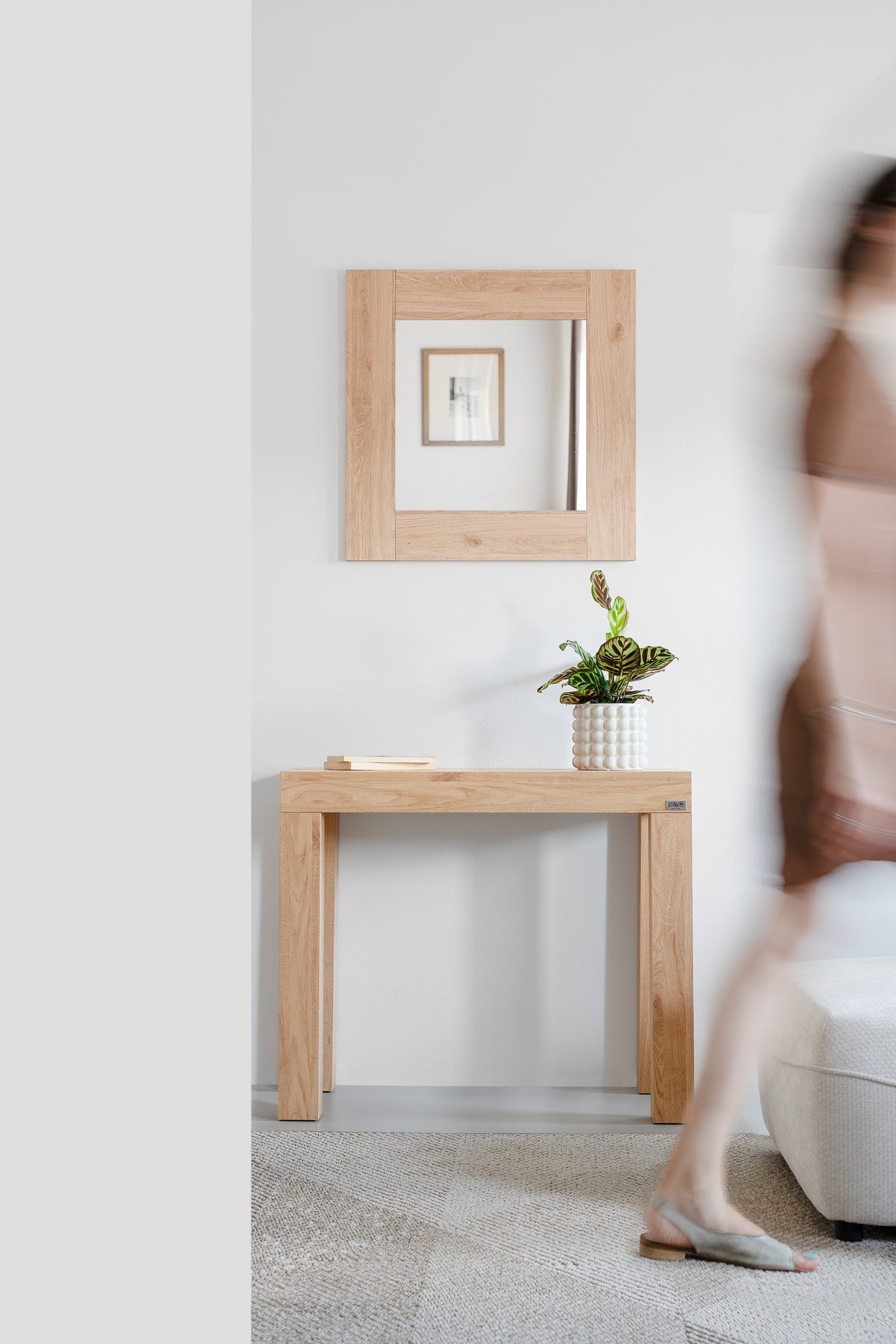 Evolution Rectangular Mirror, 70 x 70 cm, Light Oak - Main image