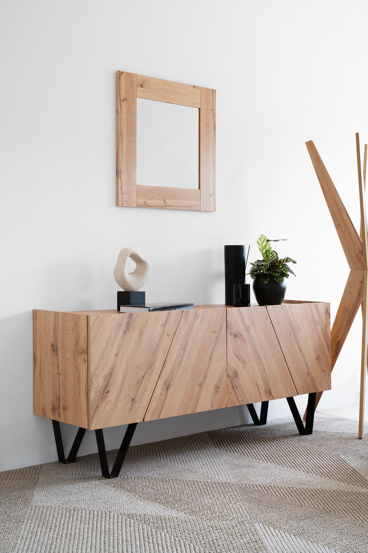 Evolution Rectangular Mirror, 70 x 70 cm, Rustic Oak - Detail image 5