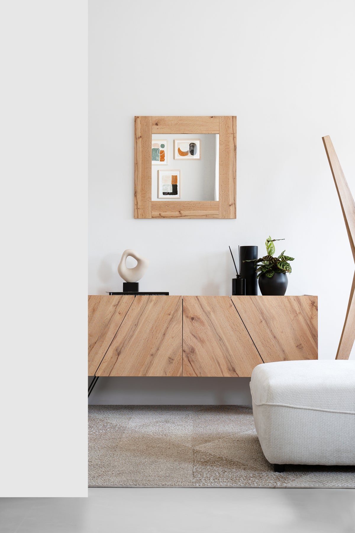 Evolution Rectangular Mirror, 70 x 70 cm, Rustic Oak - Detail image 9