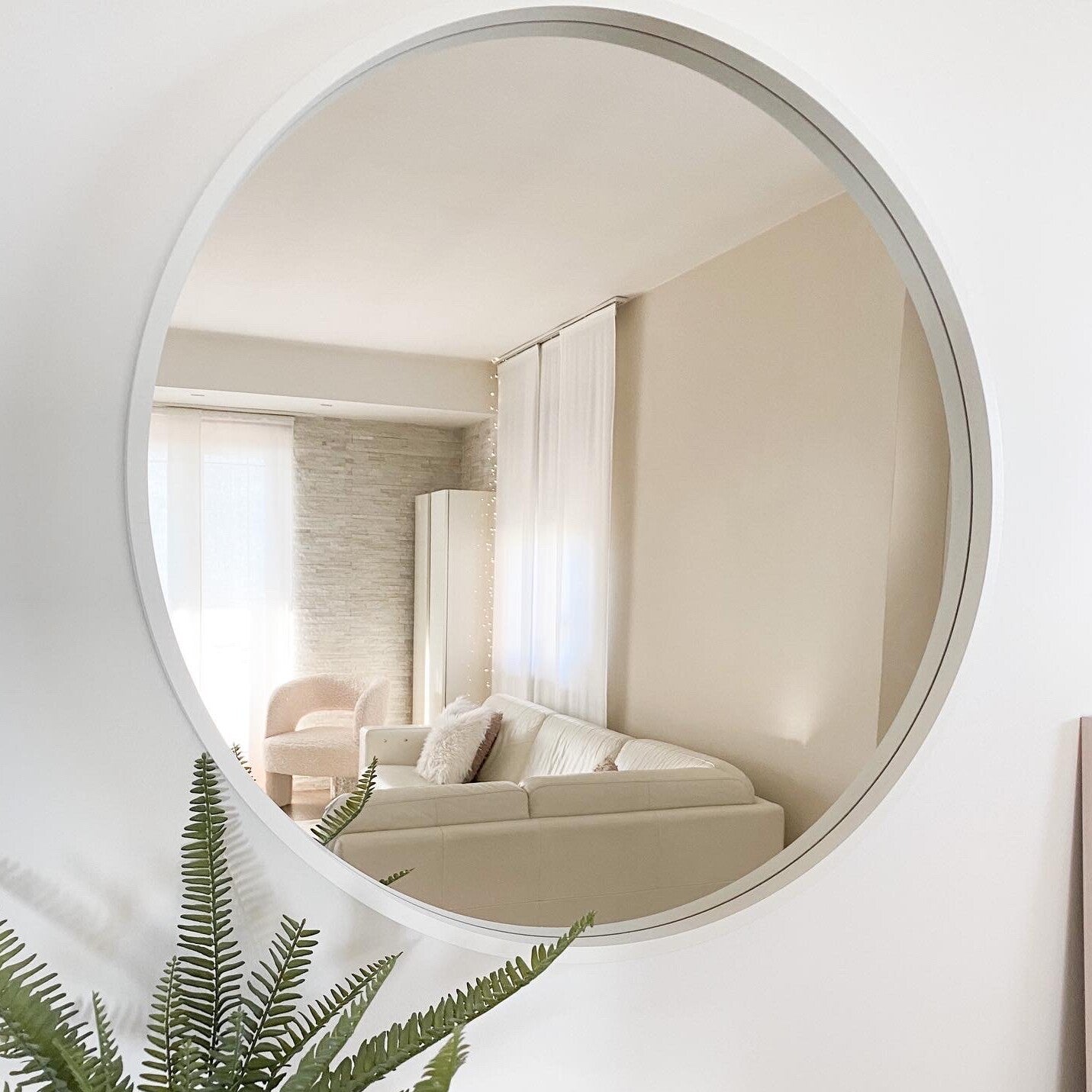 Miroir rond Olivia, diamètre 82, Frêne blanc - Set image 1