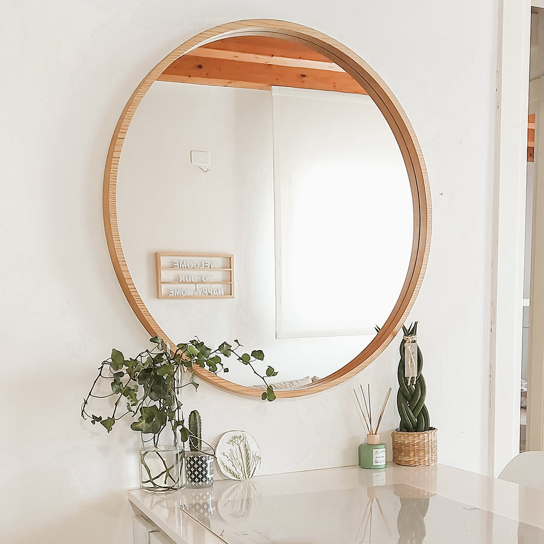 Olivia rundt speil, 82 cm i diameter, rustikk eik - Miljøbilde 2