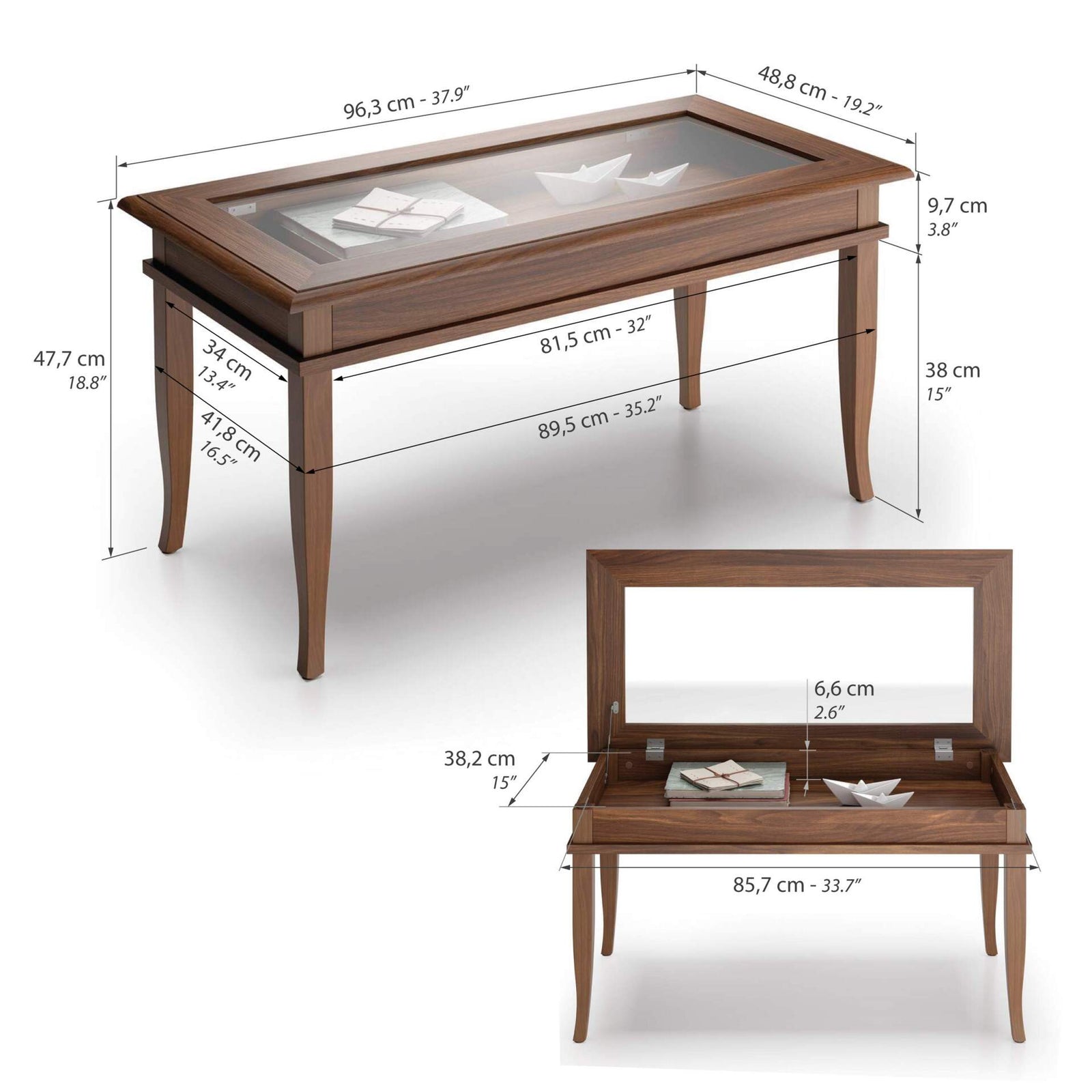 Classico Couchtisch, Nussbaum Canaletto - Immagine tecnica 1
