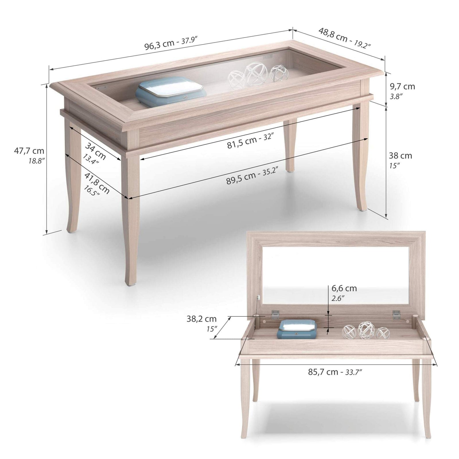 Classico Coffee table, Pearled Elm - Immagine tecnica 1