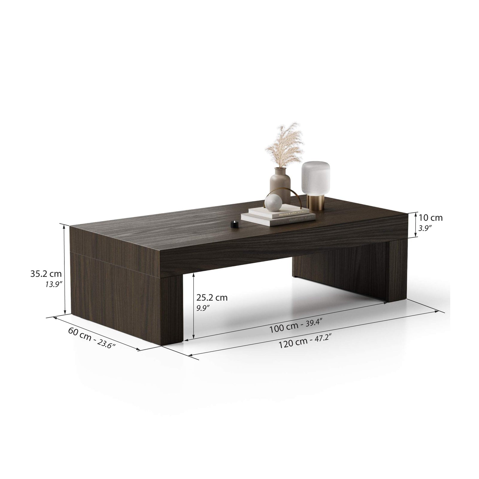 Salontafel Evolution 120x60 amerikaanse walnoot - Immagine tecnica 1