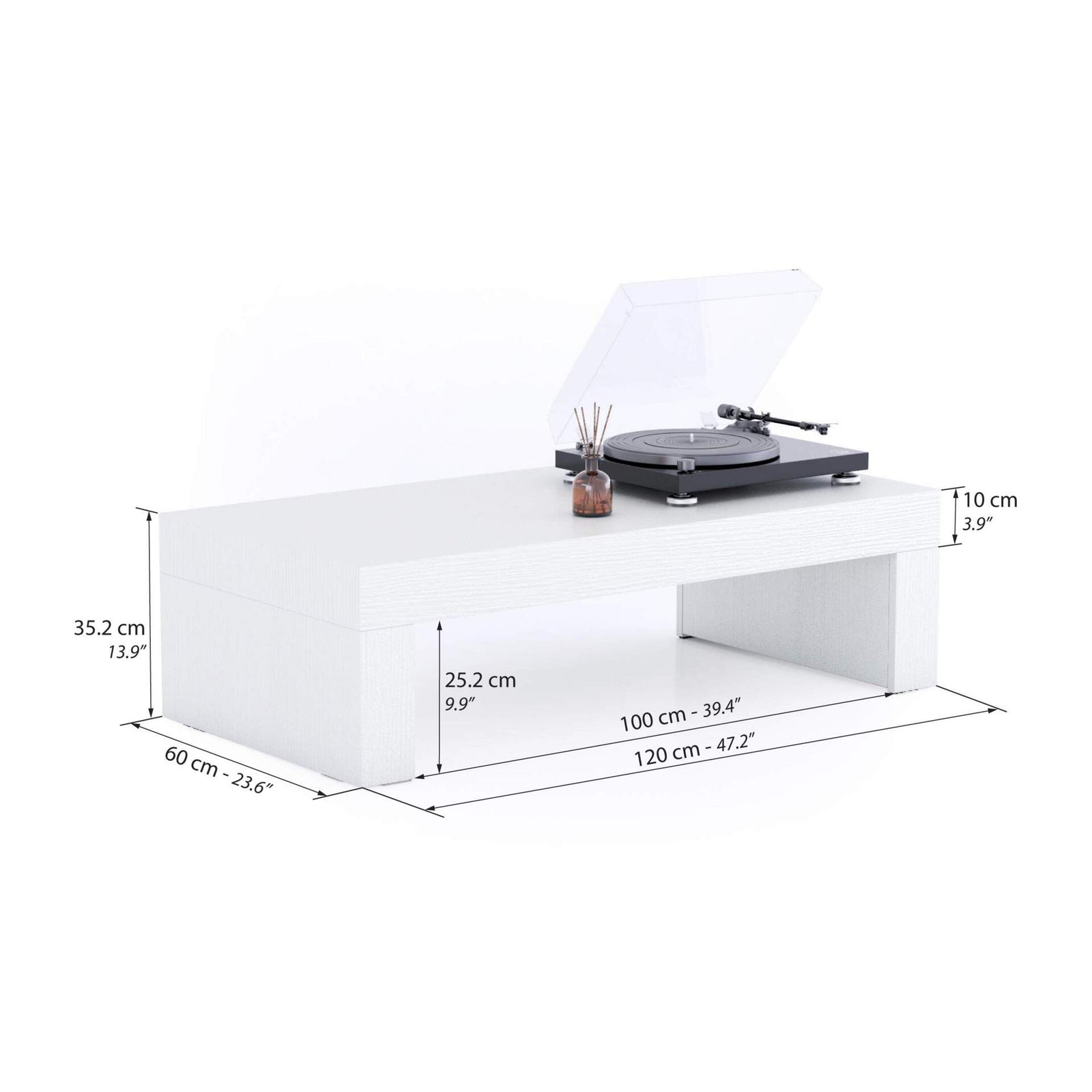 Tavolino Evolution 120x60, Bianco Frassino - Immagine tecnica 1