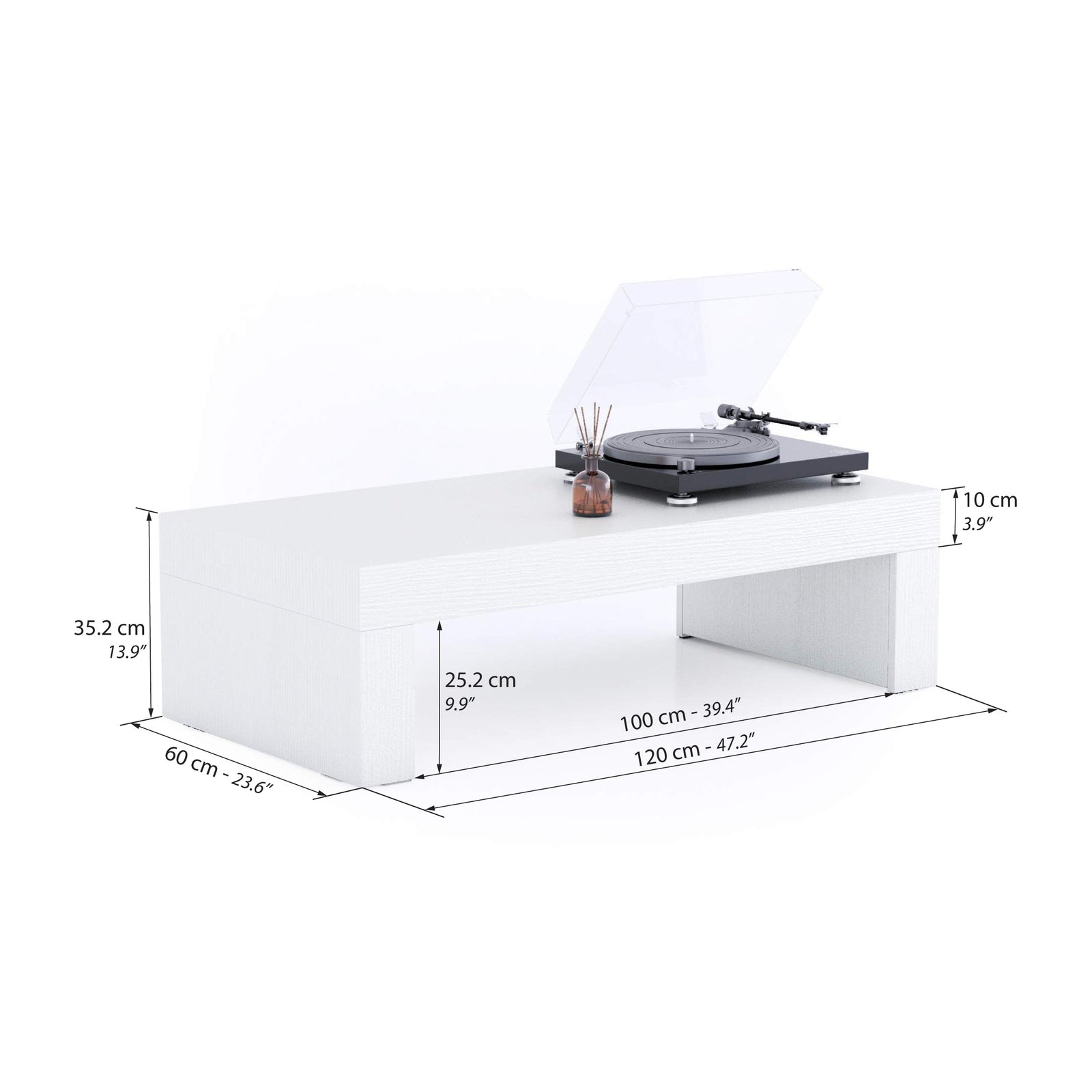 Evolution low Coffee Table 47.2 x 23.6 in, Ashwood White - Immagine tecnica 1