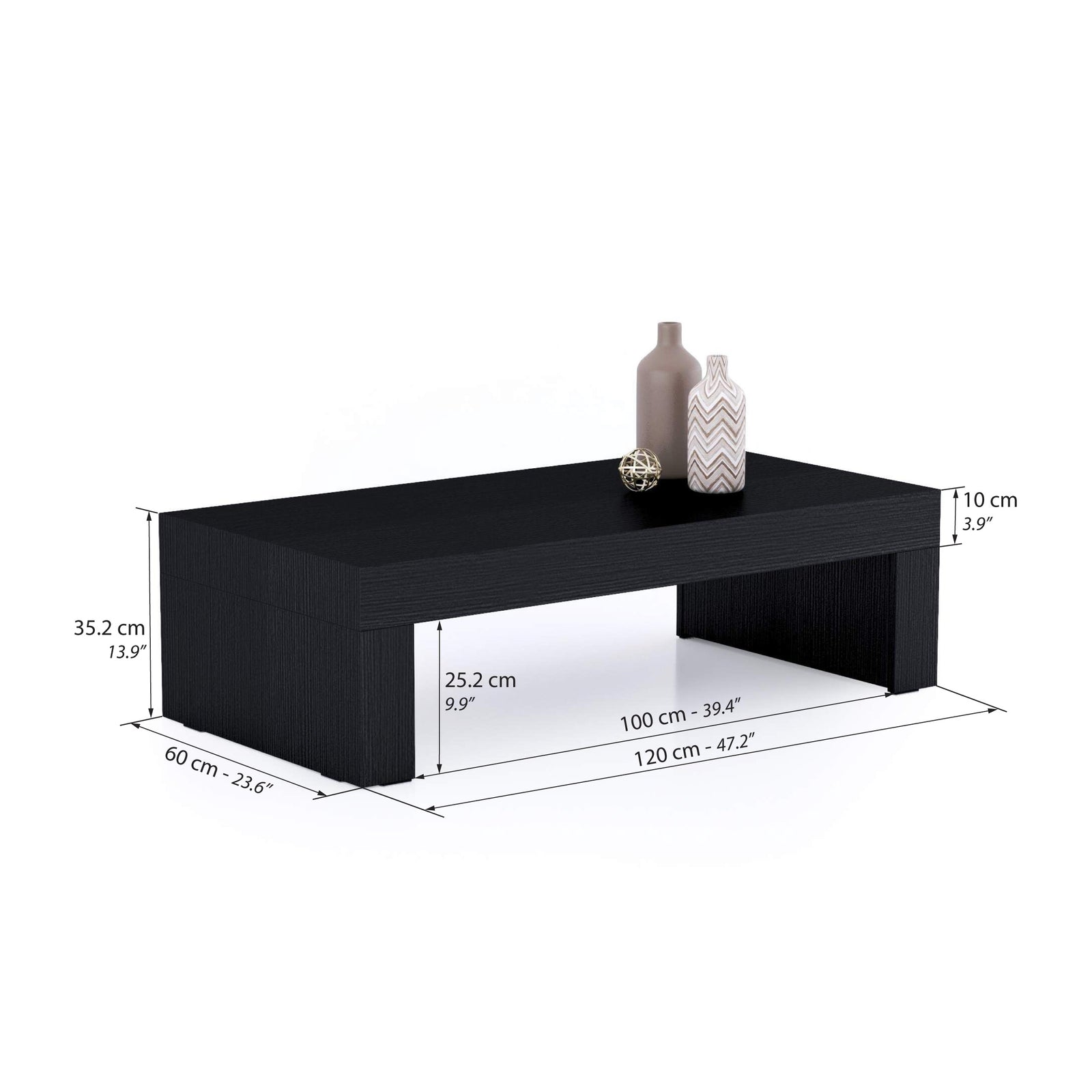 Evolution Coffee Table 120x60, Ashwood Black - Immagine tecnica 1