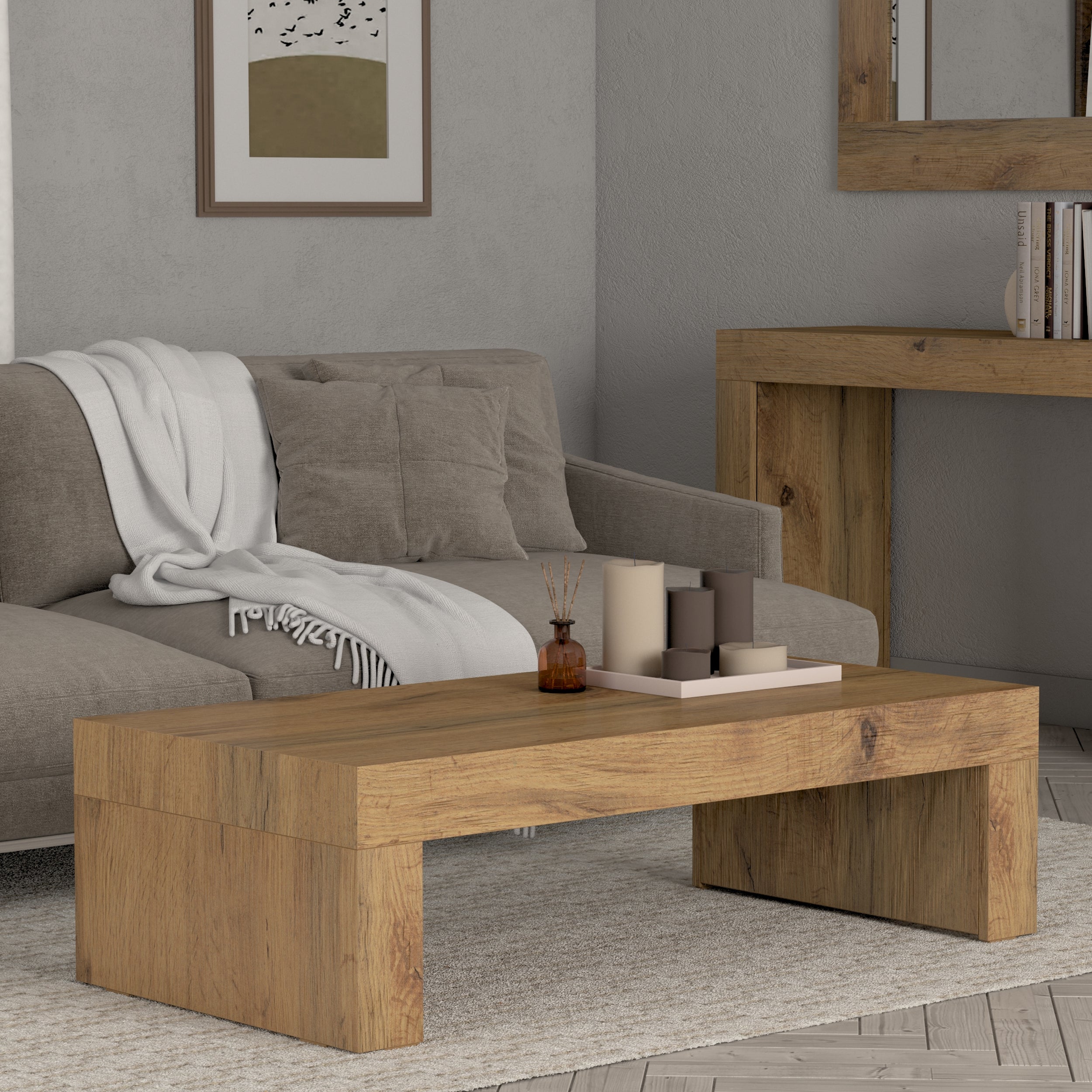 Tavolino Evolution 120x60, Grigio Cemento - Immagine ambientata 1