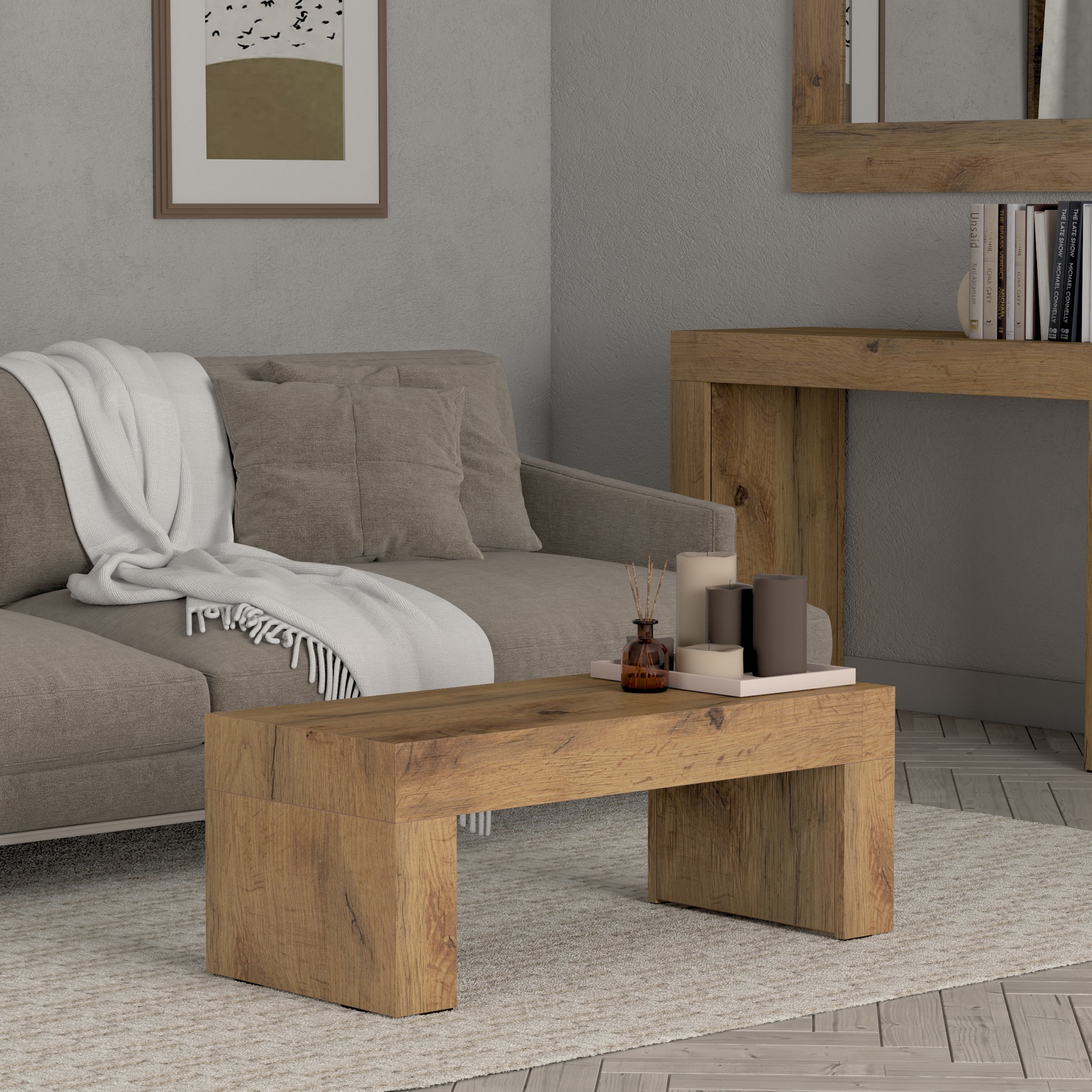 Evolution Coffee Table 90x40, Concrete Effect, Grey - Set image 1