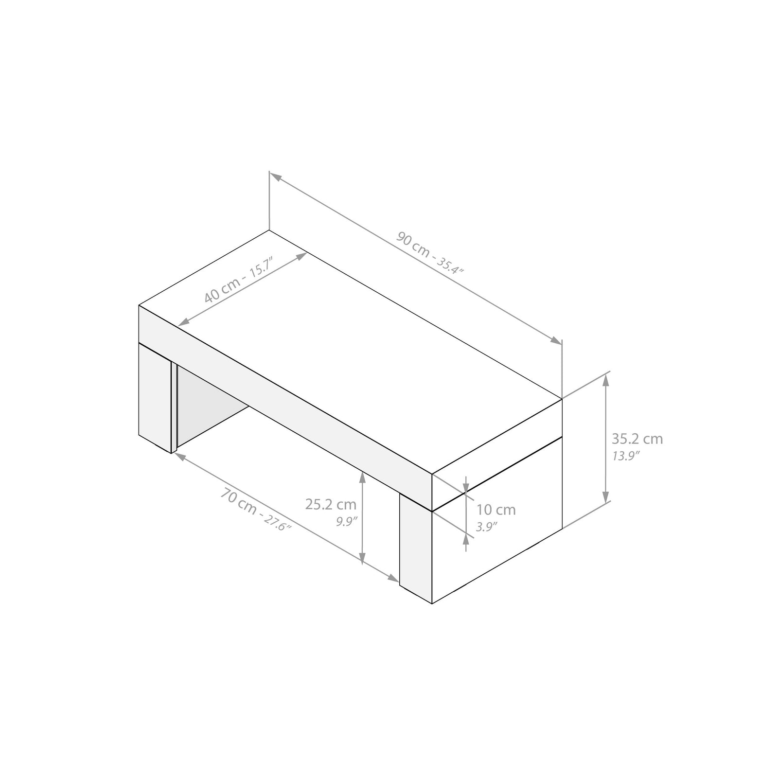 Sitzbank Evolution, Grau Beton - Immagine tecnica 1