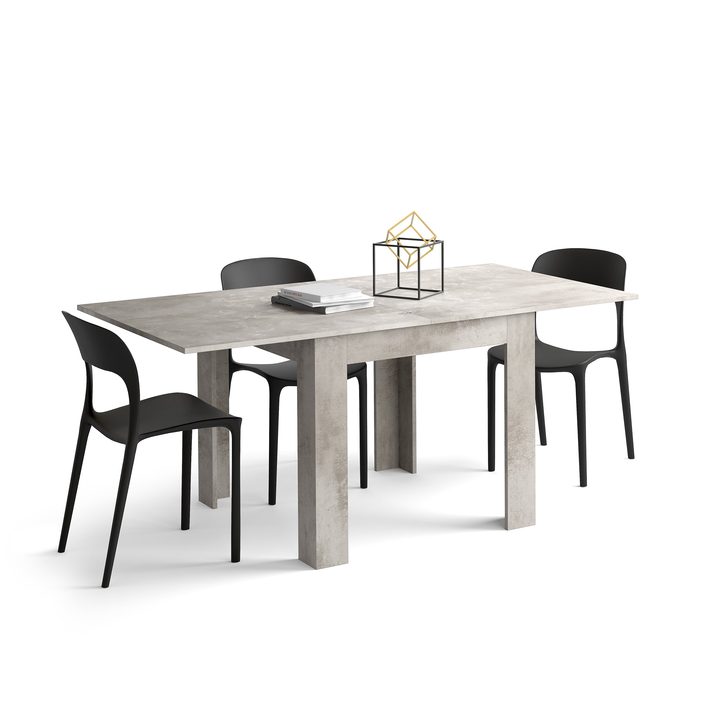 Square Extendable Table, Eldorado, 35.4(70.9)x35.4 in, Concrete Effect, Grey
