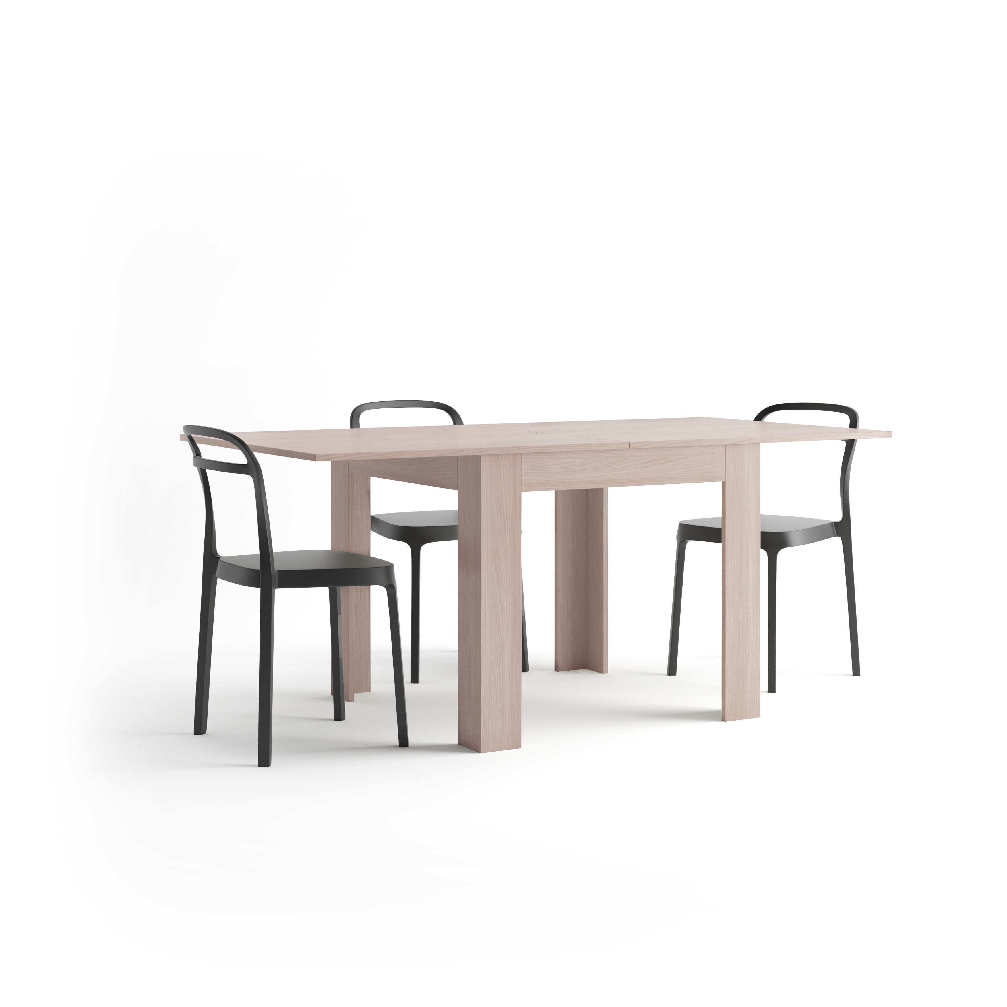 Square extendable dining table, Eldorado, 35.4(70.9)x35.4 in, Pearled Elm