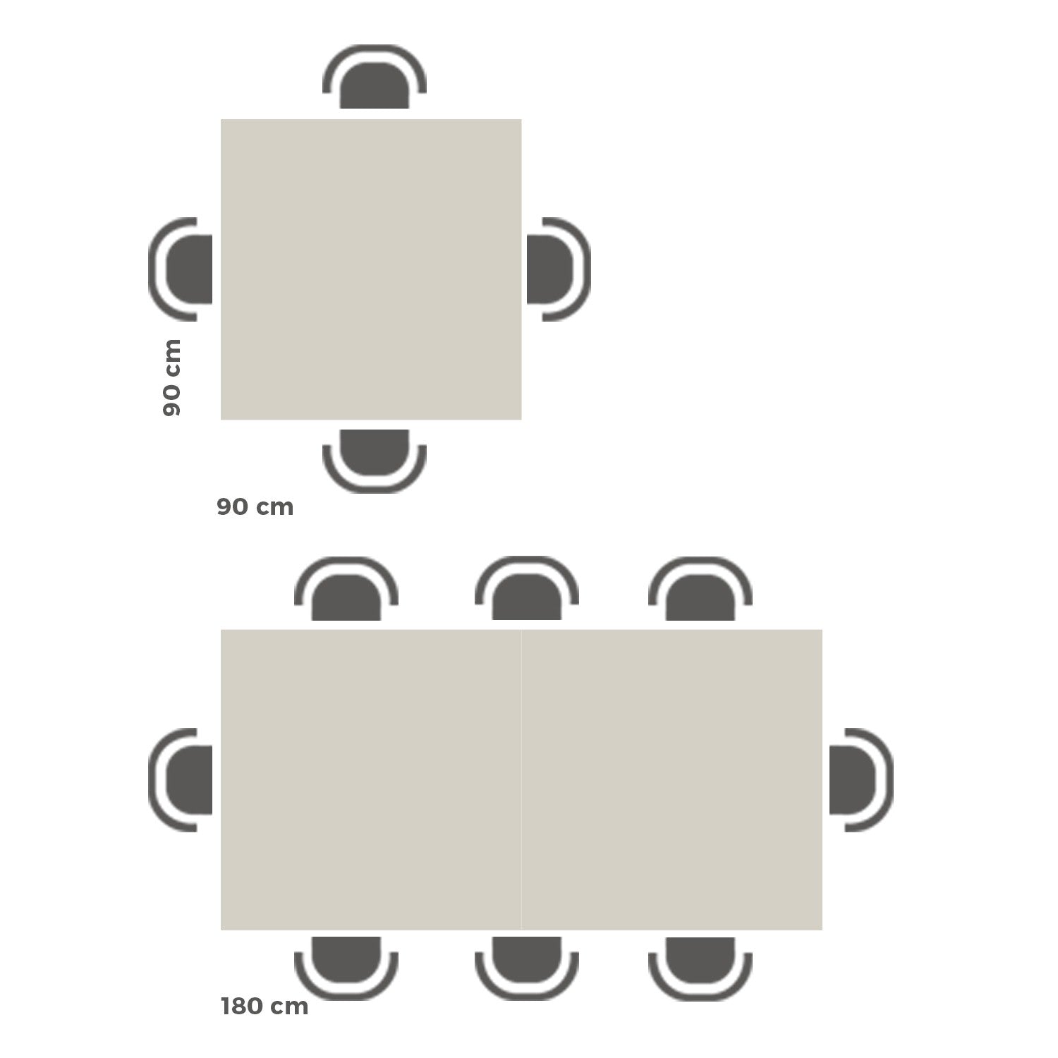Tavolo Quadrato Allungabile a libro Eldorado, 90x(180)x90 cm, Rovere Rustico e Bianco Frassino - Immagine tecnica 2