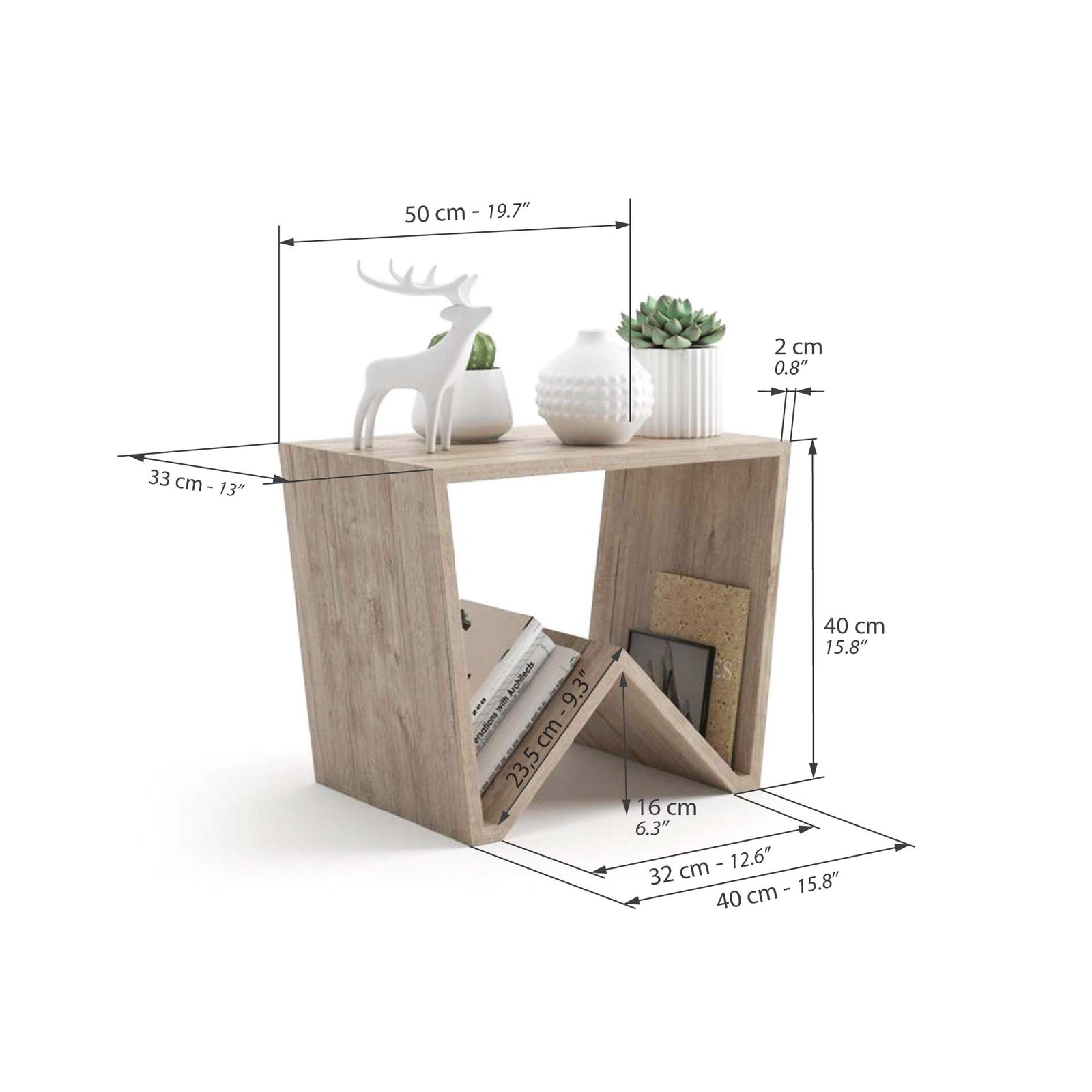 Table basse moderne Emma, Chêne - Immagine tecnica 1