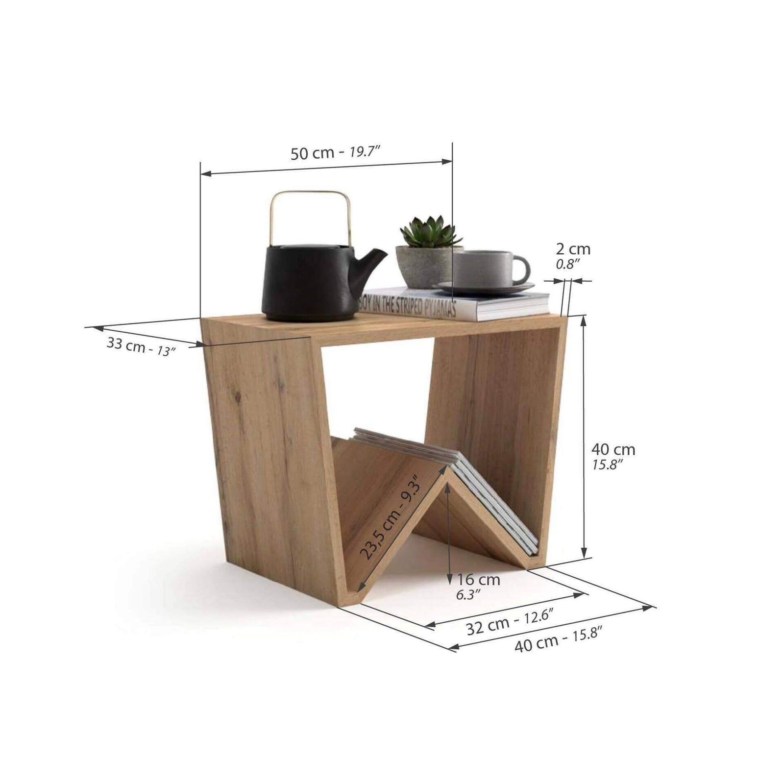 Emma Coffee table, Rustic Oak - Immagine tecnica 1