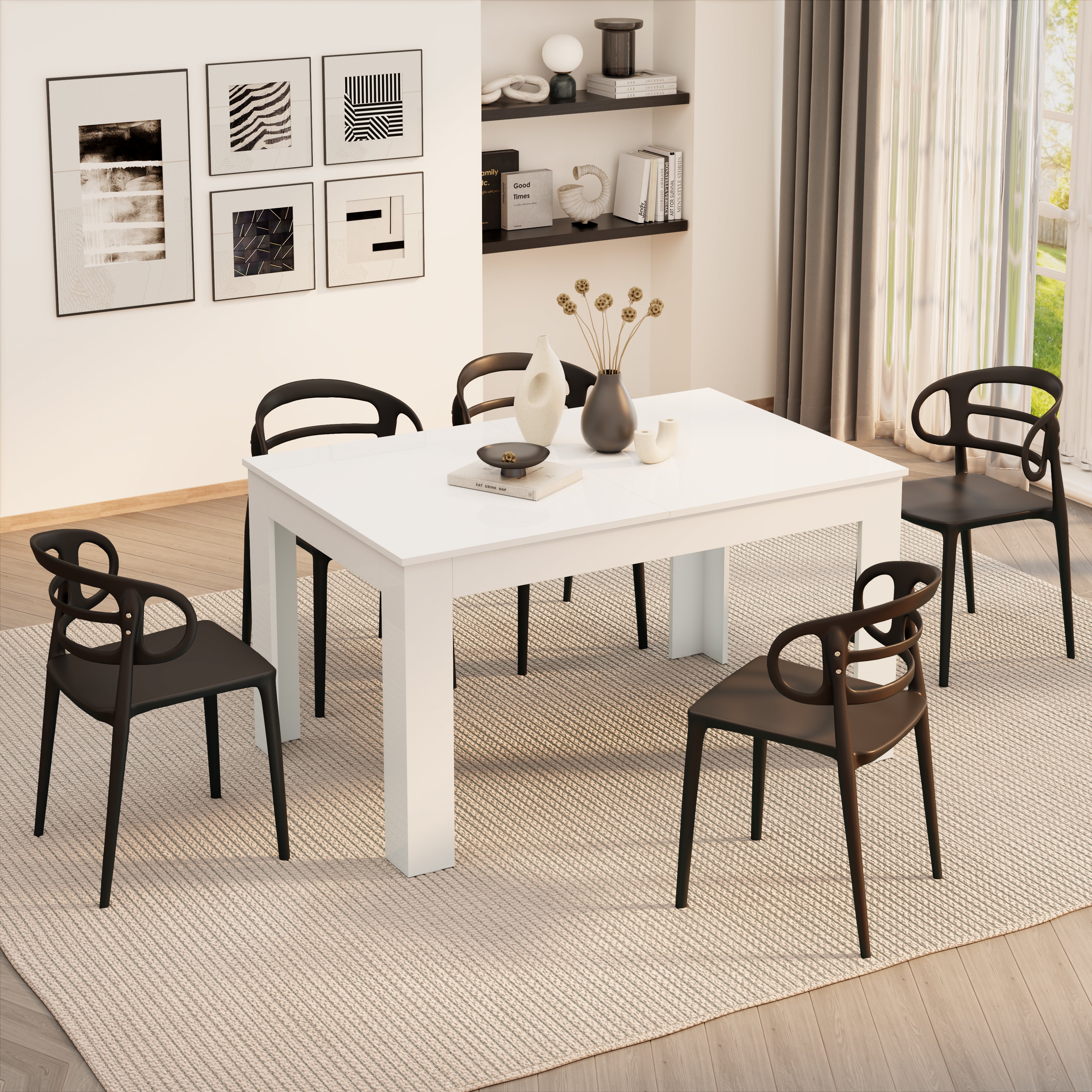 Tavolo allungabile Cucina, Easy, 140(220)x90 cm, Bianco Lucido - Immagine dettaglio 2