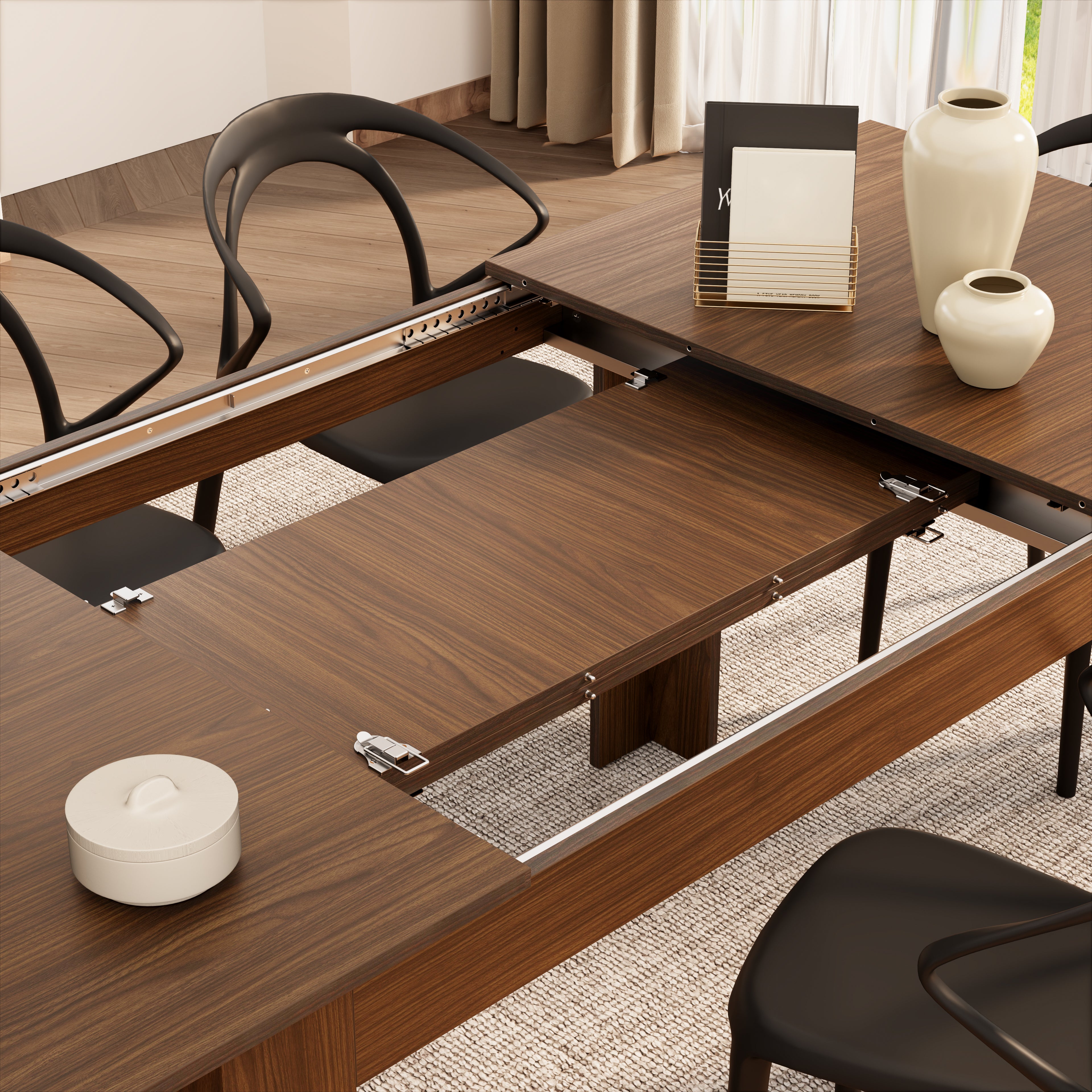 Easy, Extendable dining table, 140(220)x90 cm, Canaletto Walnut