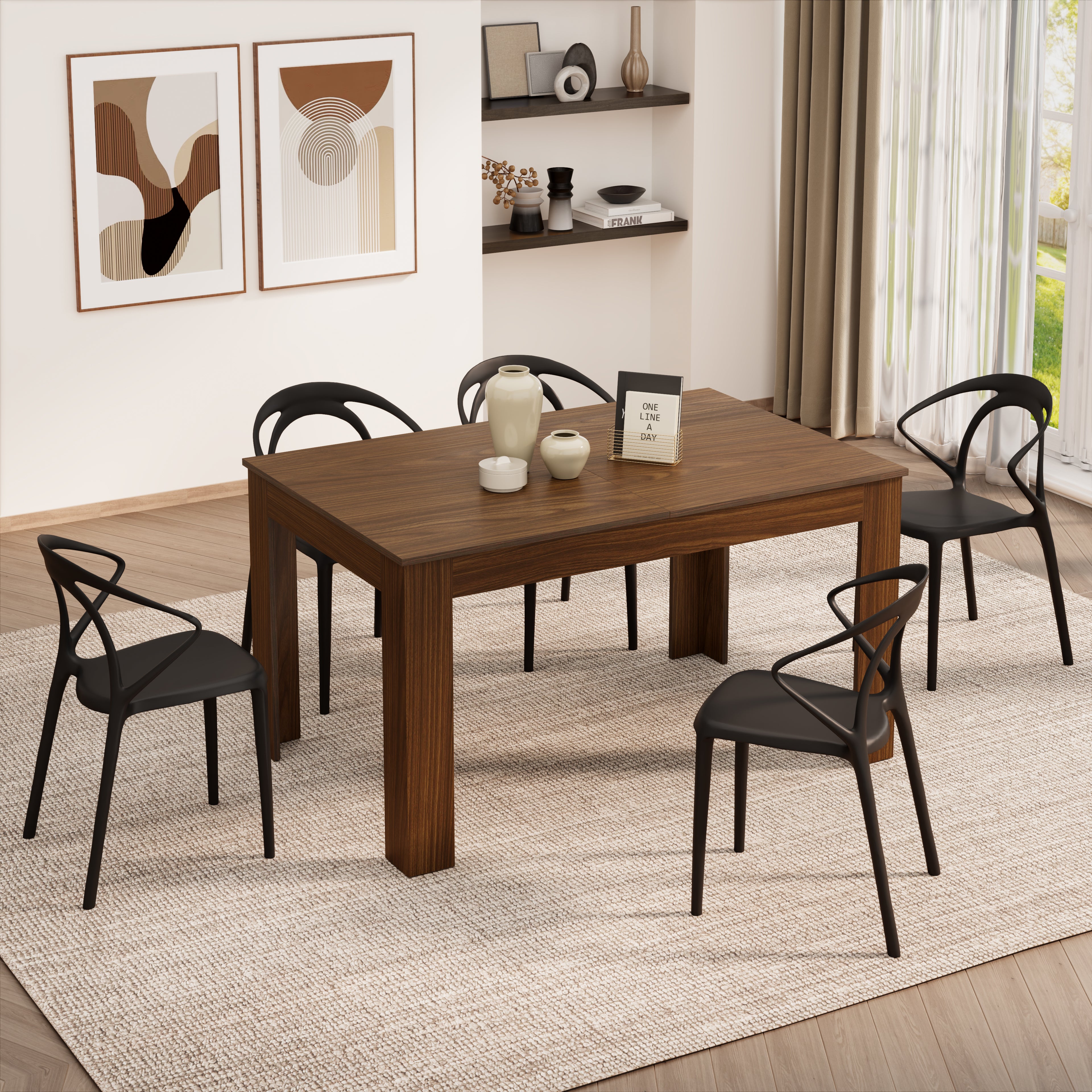 Table extensible Cuisine, Easy, 140(220)x90 cm, Noyer - Detail image 2