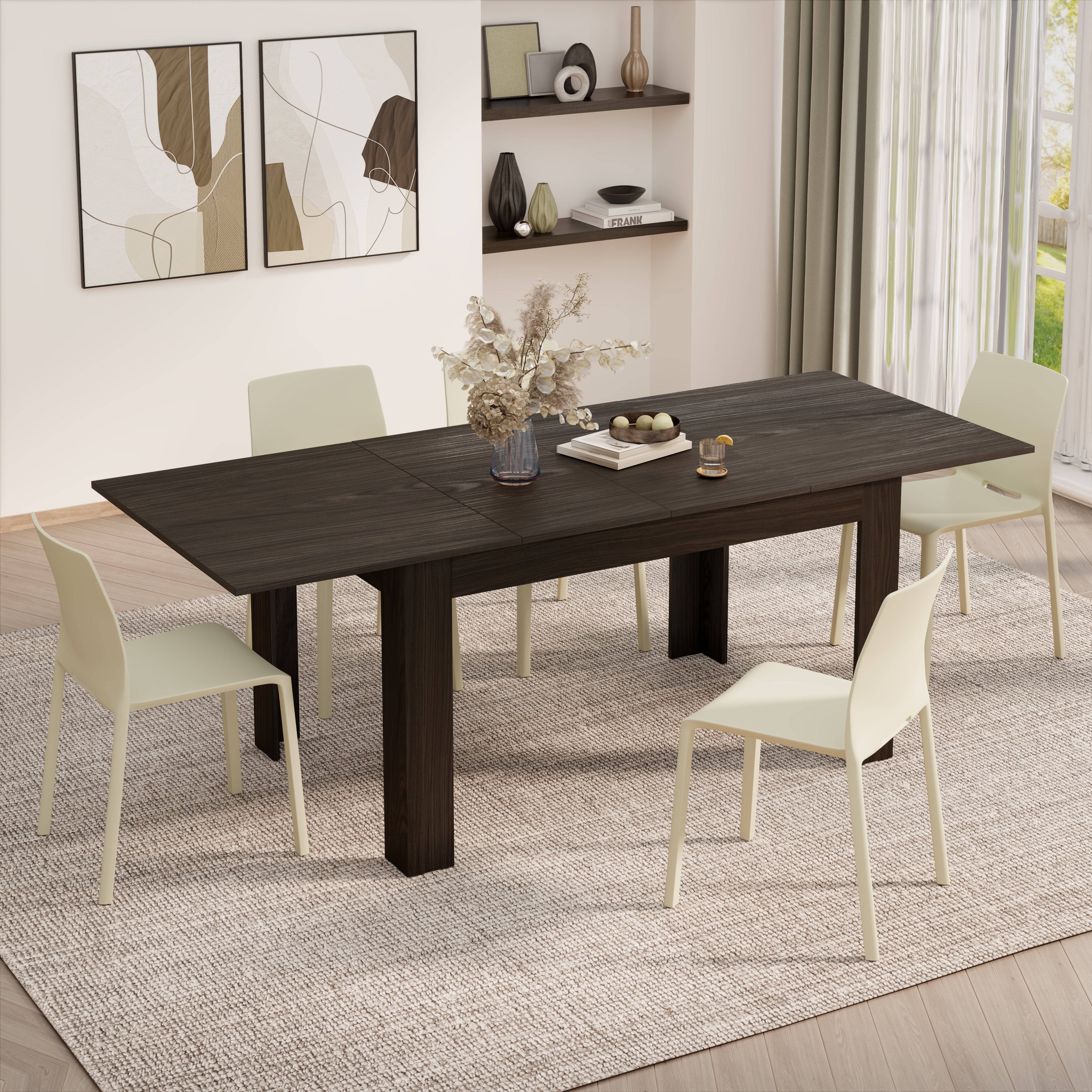 Ausziehbarer Esstisch Easy, 140(220)x90 cm, Nussbaum Dunkel