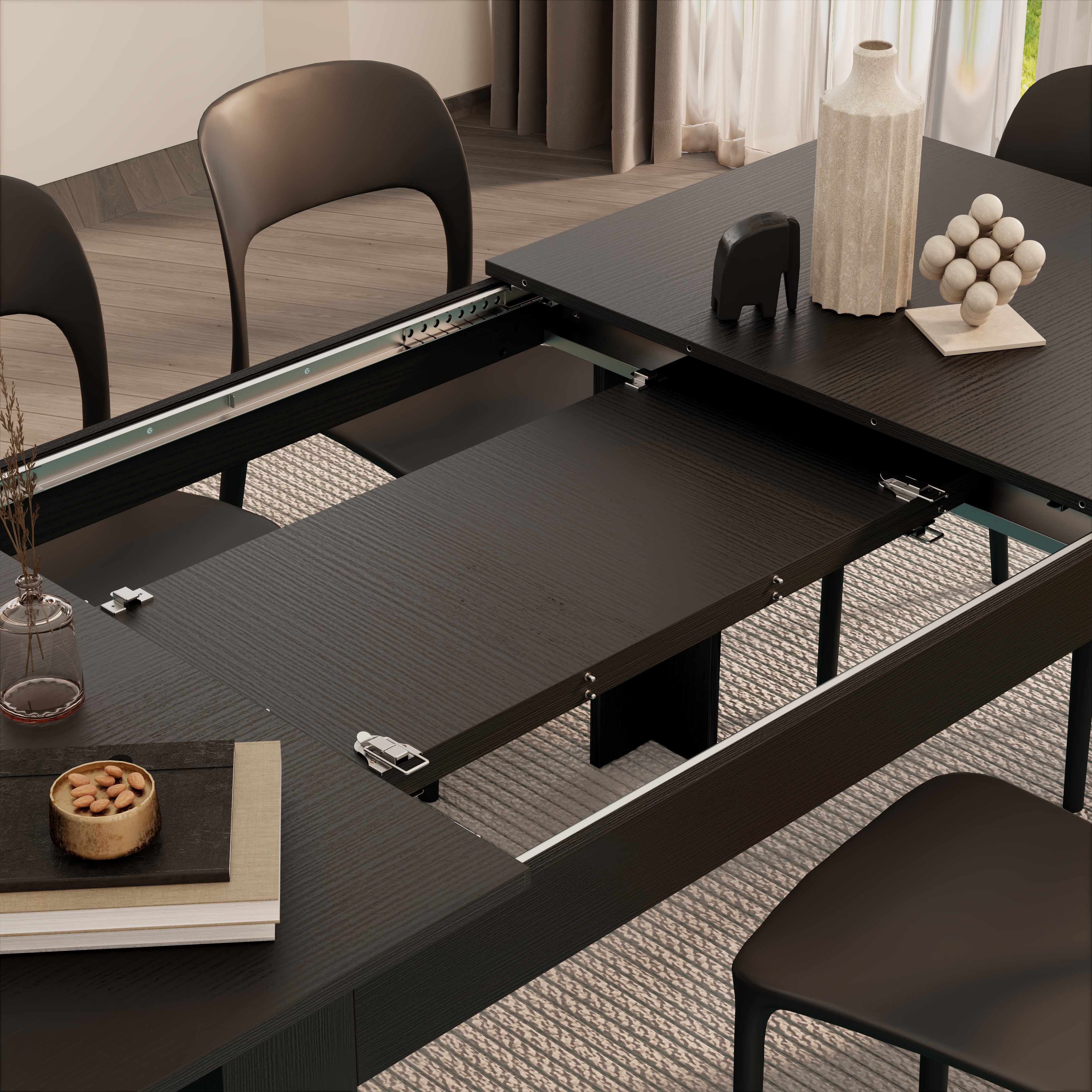 Table extensible Cuisine, Easy, 140(220)x90 cm, Frêne noir - Detail image 1