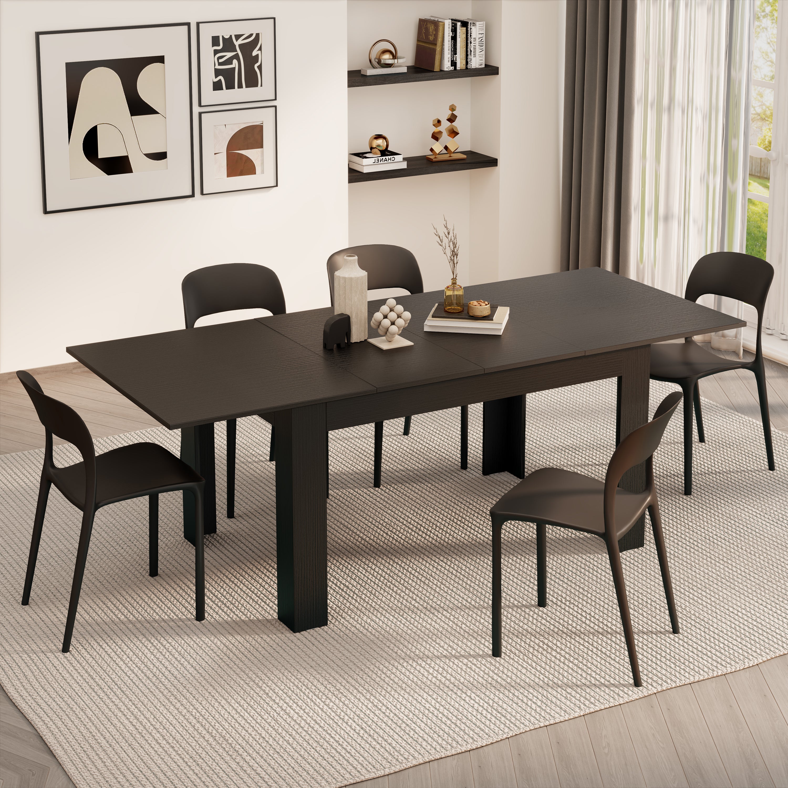 Tavolo allungabile Cucina, Easy, 140(220)x90 cm, Nero Frassino