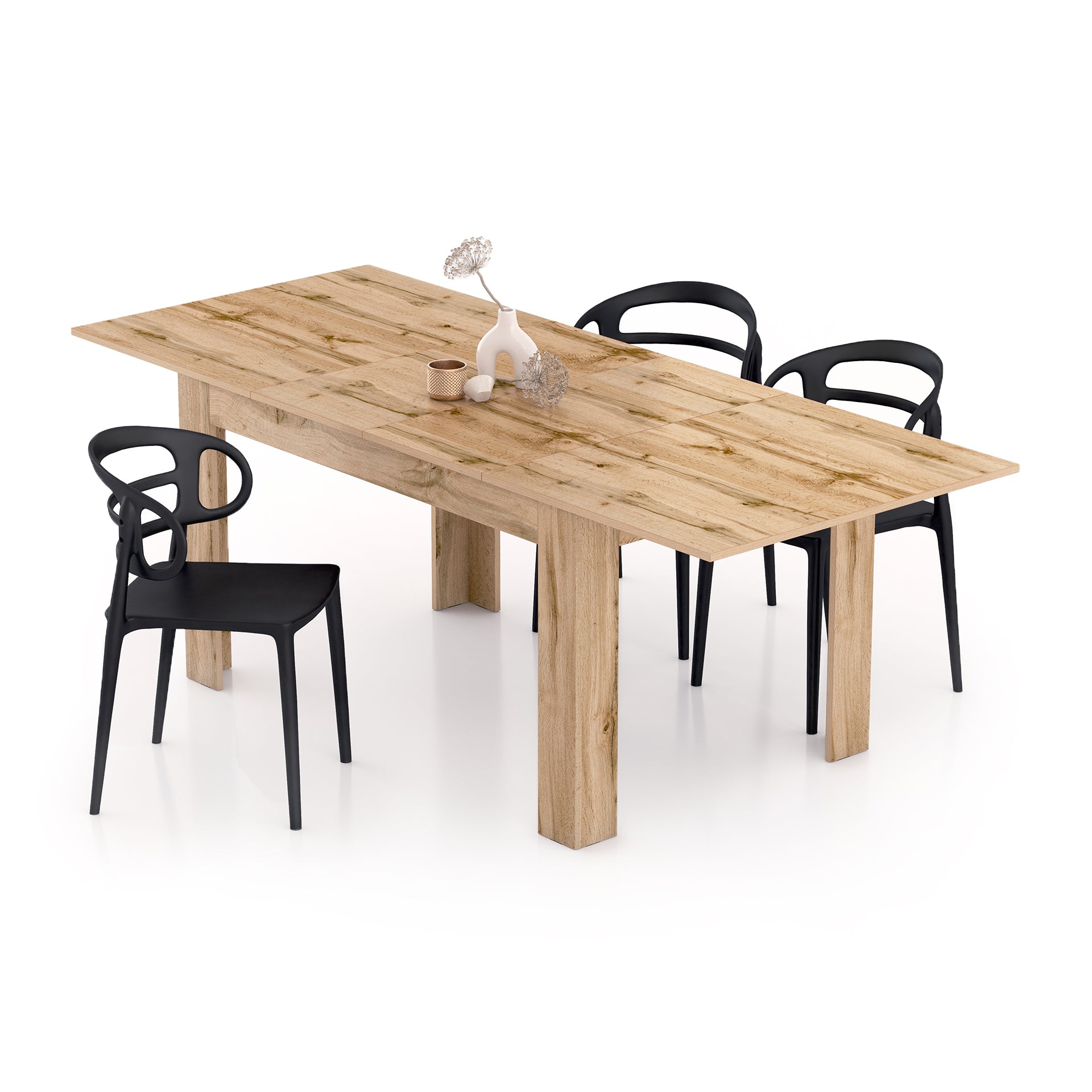Easy, Extendable Dining Table, 55.1(86.6)x35.4 in, Rustic Oak - Detail image 3