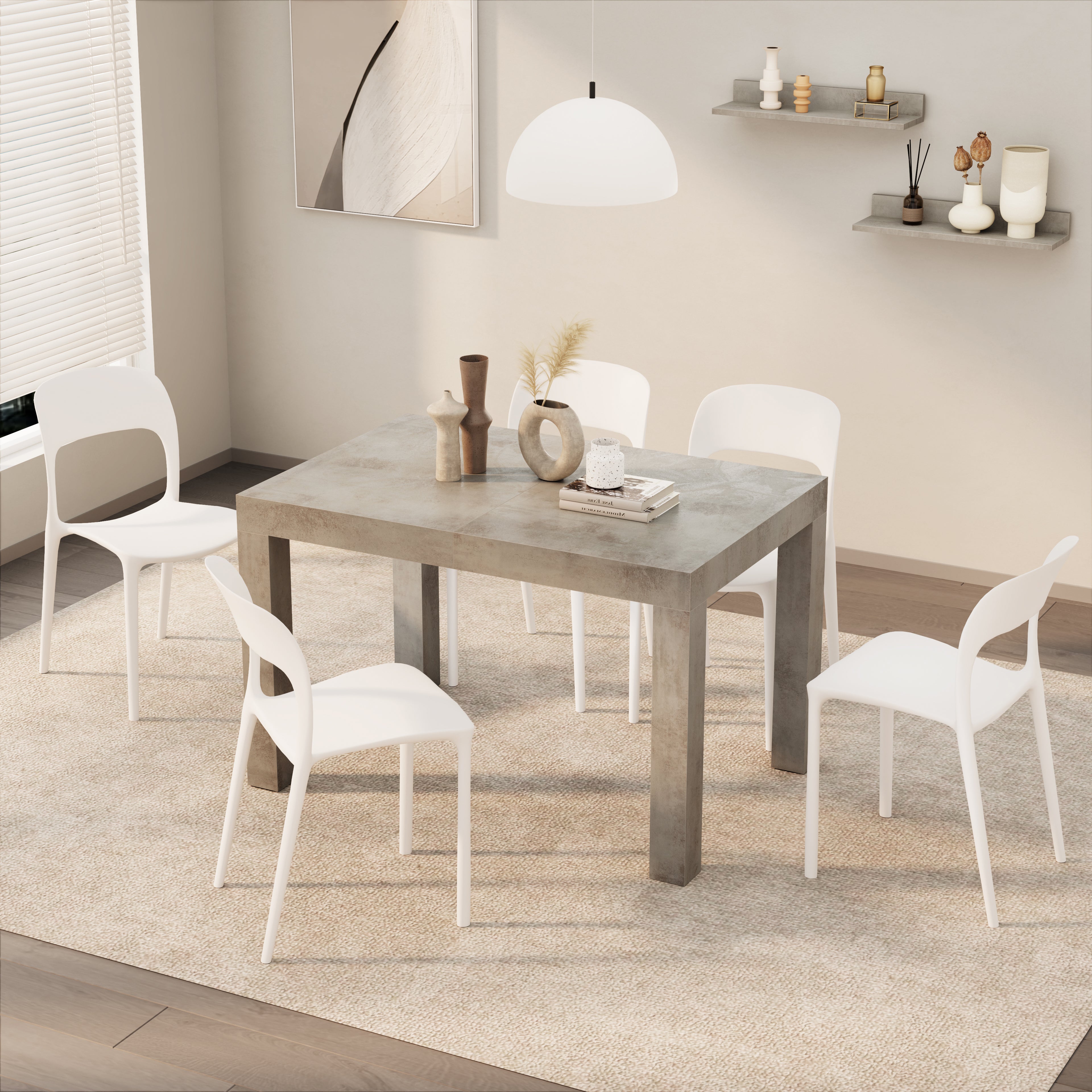 First ausziehbarer Tisch, 120(200)x80 cm, grauer Beton - Detail image 2