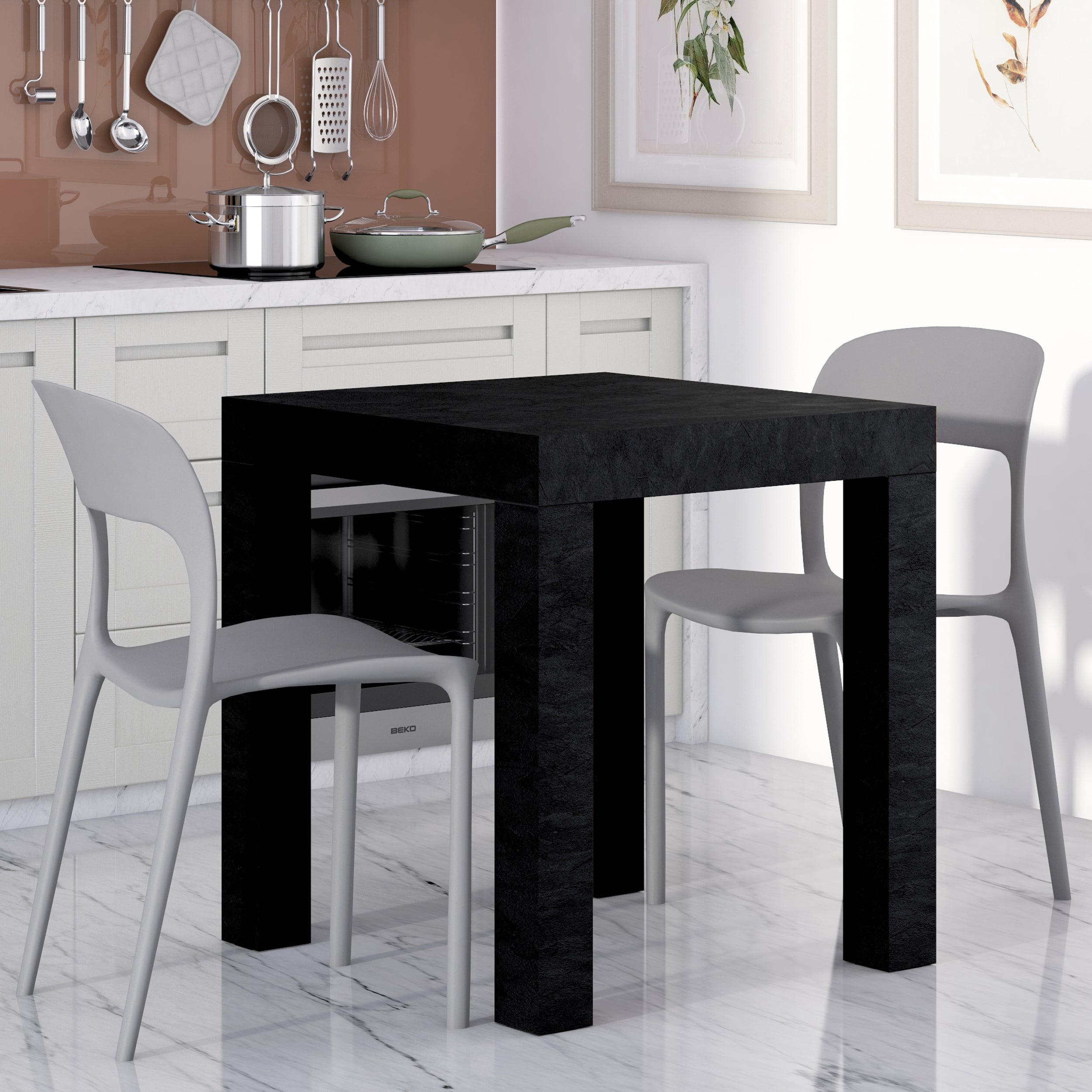 Mesa Fija First, Cemento Negro - Set image 1