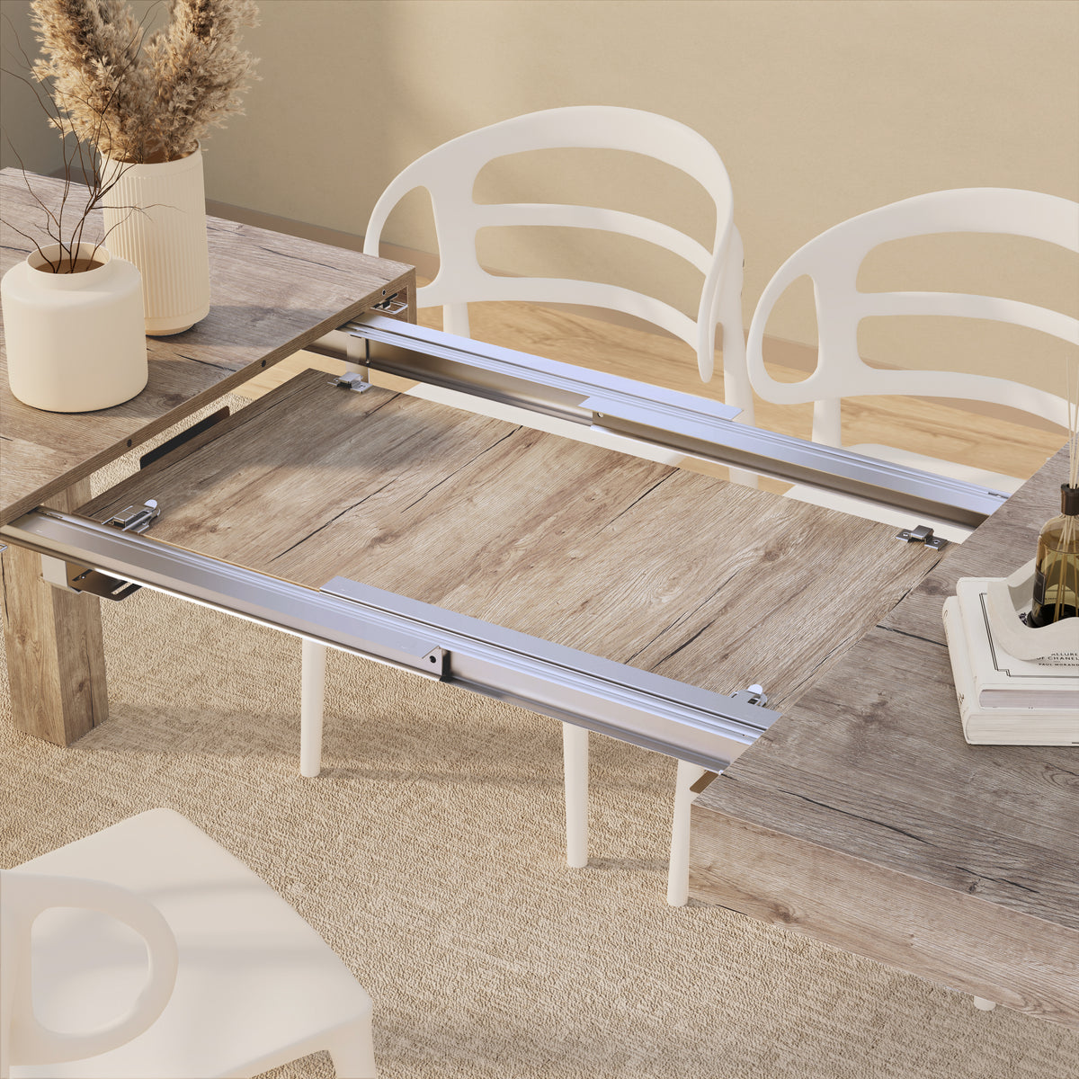 Mesa Extensível First, 120(200)x80 cm, Carvalho - Imagem de detalhe 1
