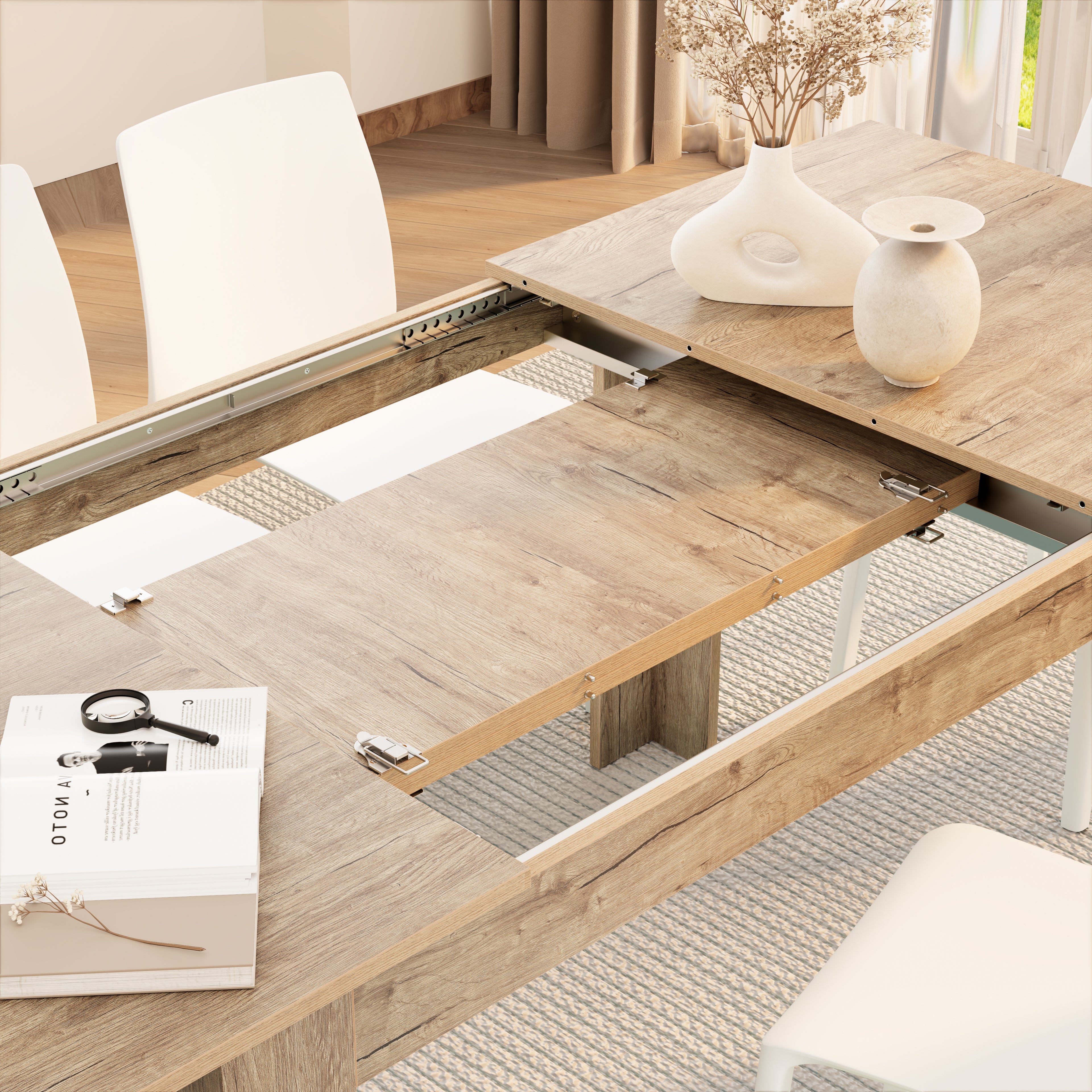Mesa Extensível First, 120(200)x80 cm, Carvalho - Imagem de detalhe 4