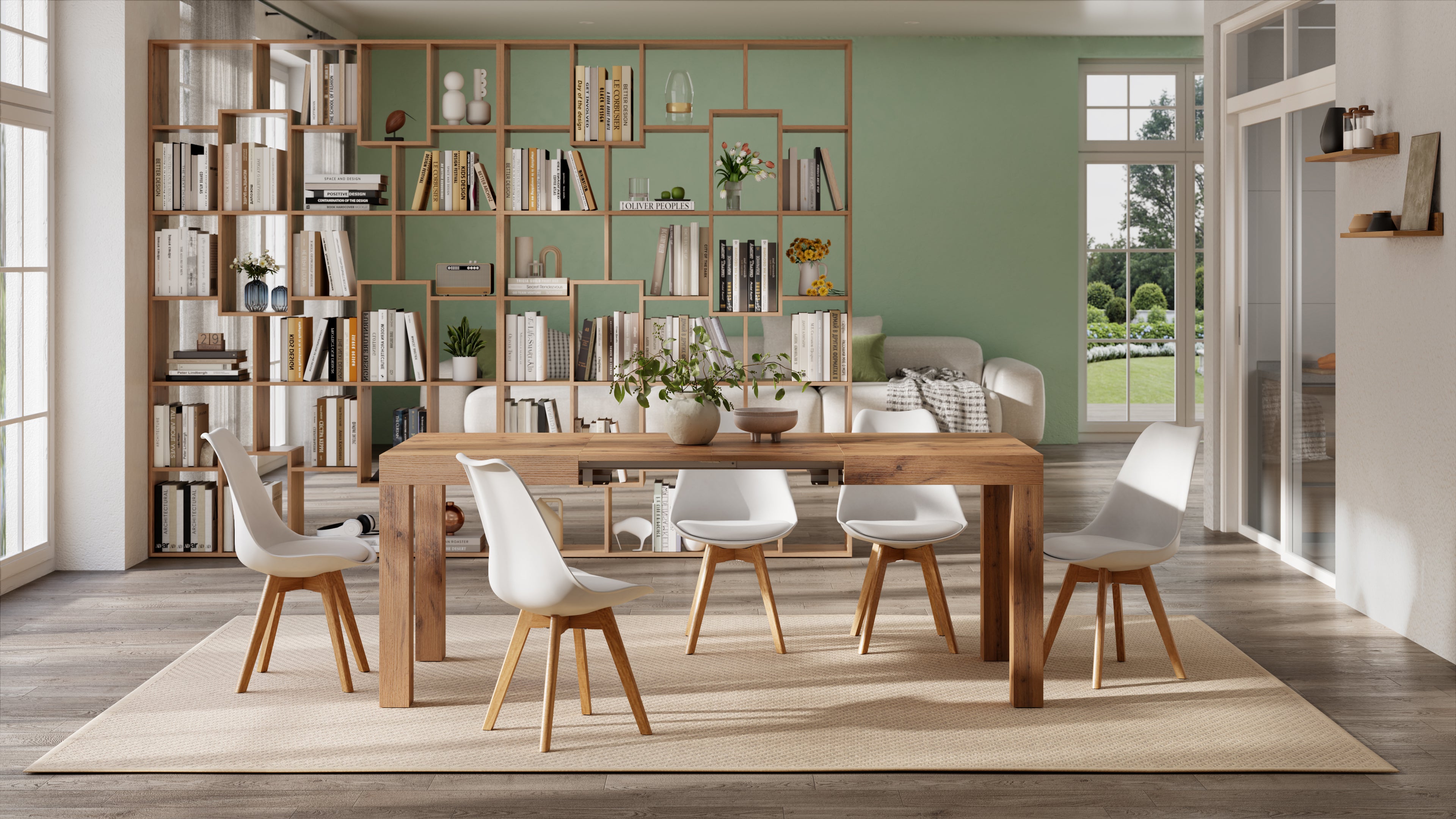 First Extendable Table, 47.2(78.7)x31.5 in, Rustic Oak - Set image 8