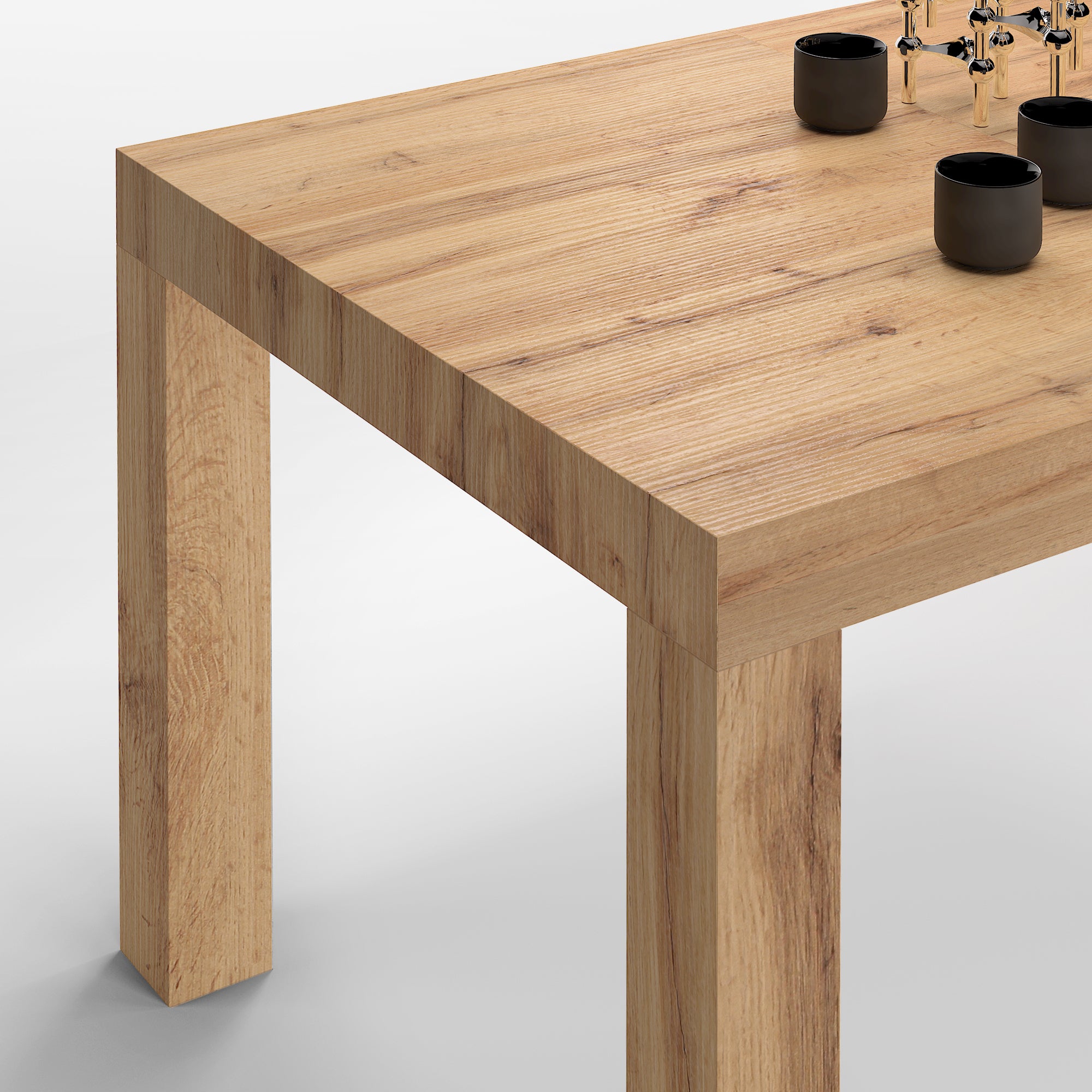 First Extendable Table, 47.2(78.7)x31.5 in, Rustic Oak - Detail image 5