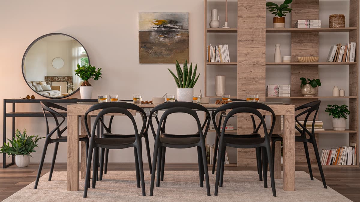 Tavolo Allungabile First, 120(200)x80 cm, Noce Scuro - Immagine ambientata 2