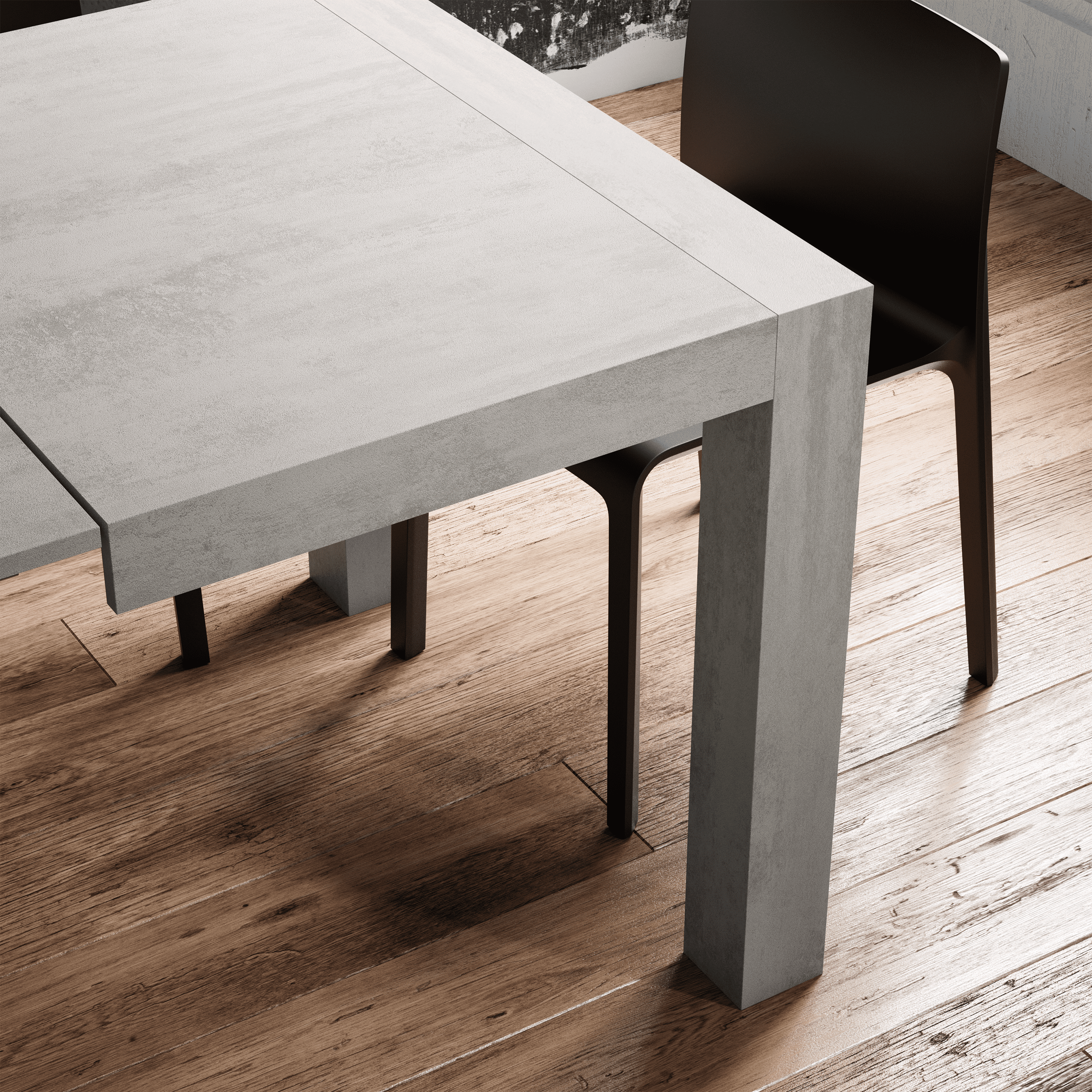 Table à manger extensible, Iacopo, 140(220)x90 cm, Gris Béton - Set image 2