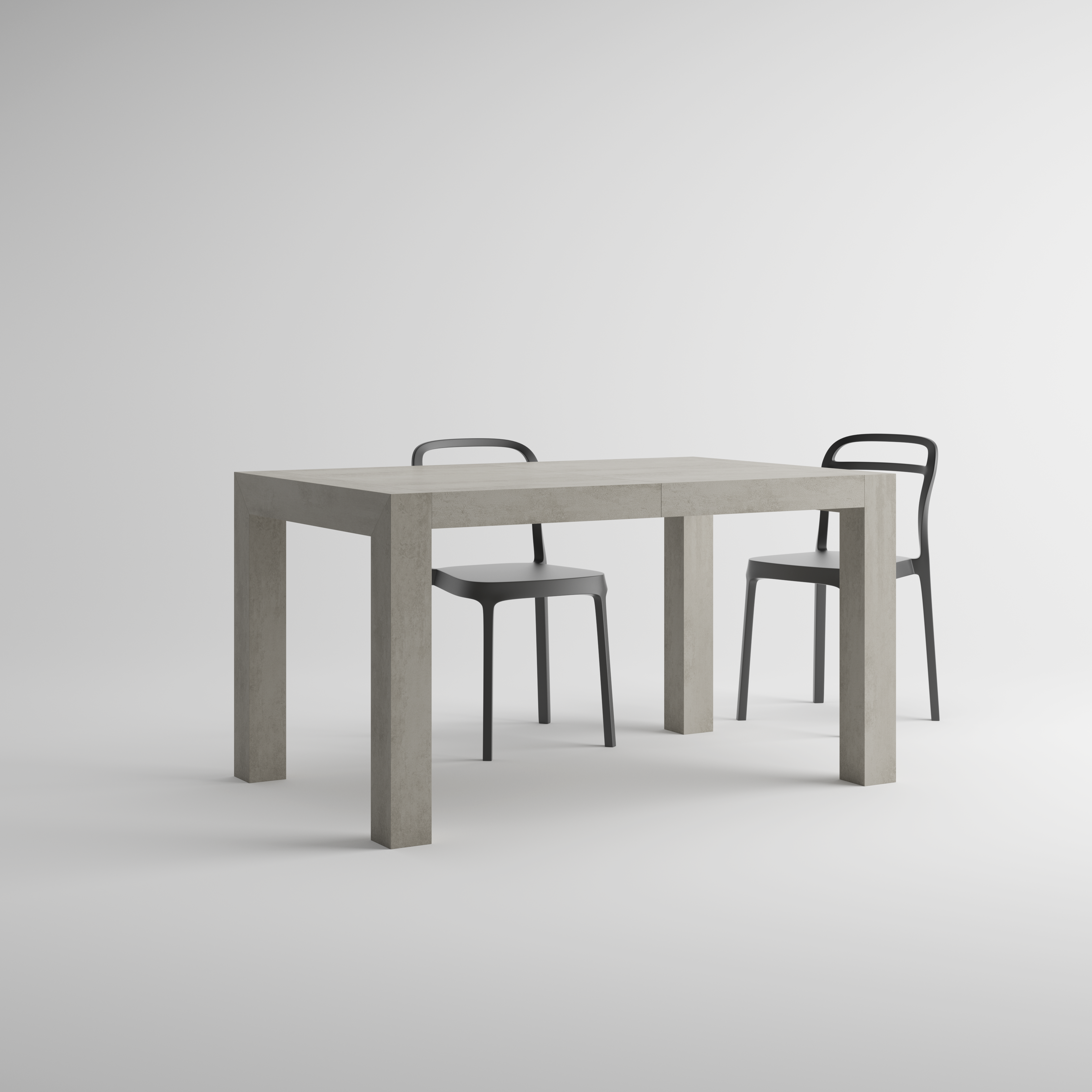 Iacopo Extendable Dining Table, 55.1(86.6)x35.4 in, Concrete Effect, Grey - Detail image 4