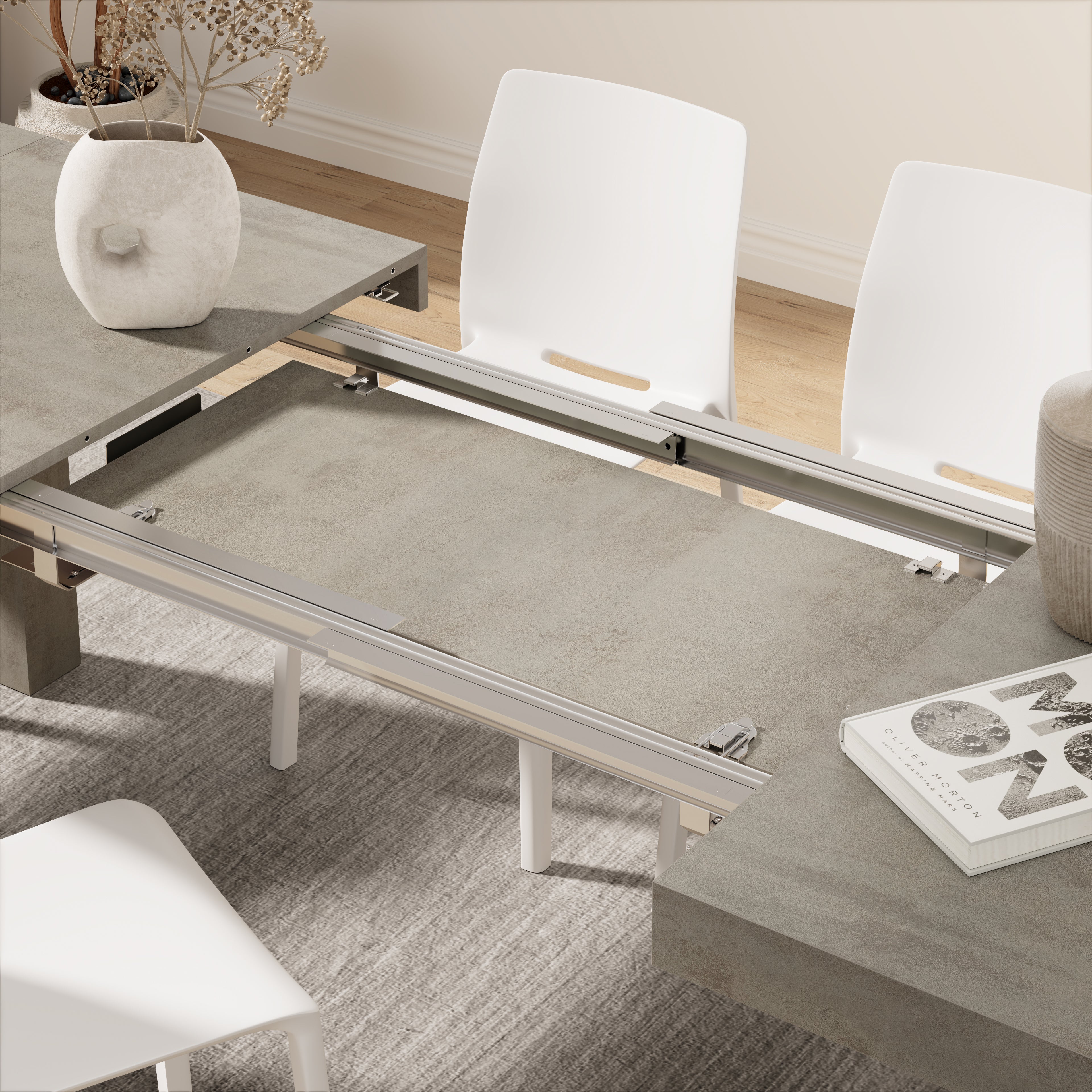 Tavolo Allungabile Moderno, Iacopo, 140(220)x90 cm, Grigio Cemento
