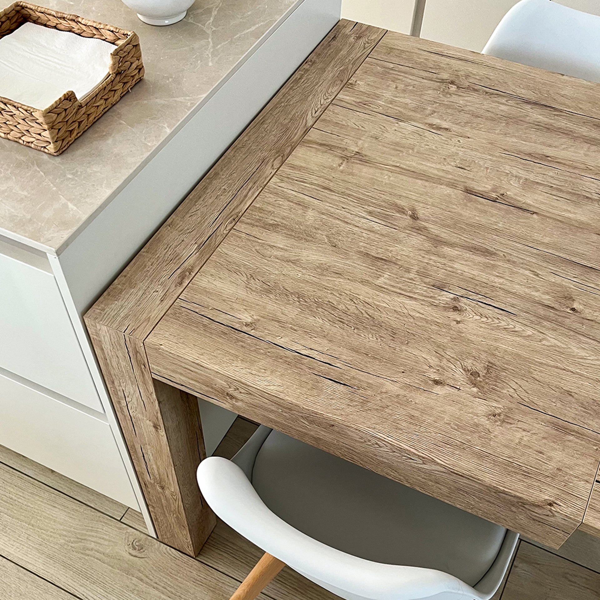Table à manger extensible, Iacopo, 140(220)x90 cm, Chêne naturel - Set image 5