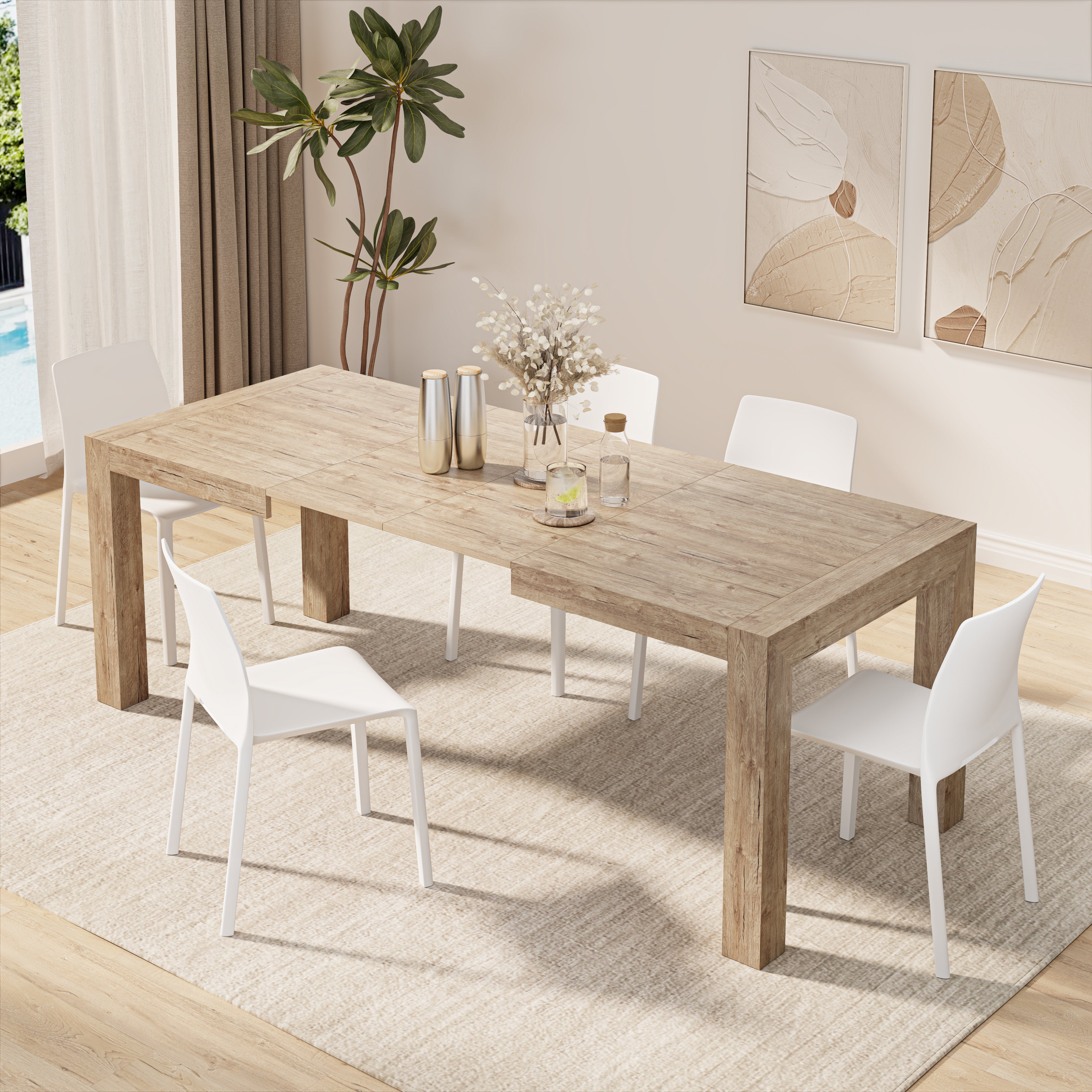 Table à manger extensible, Iacopo, 140(220)x90 cm, Chêne naturel