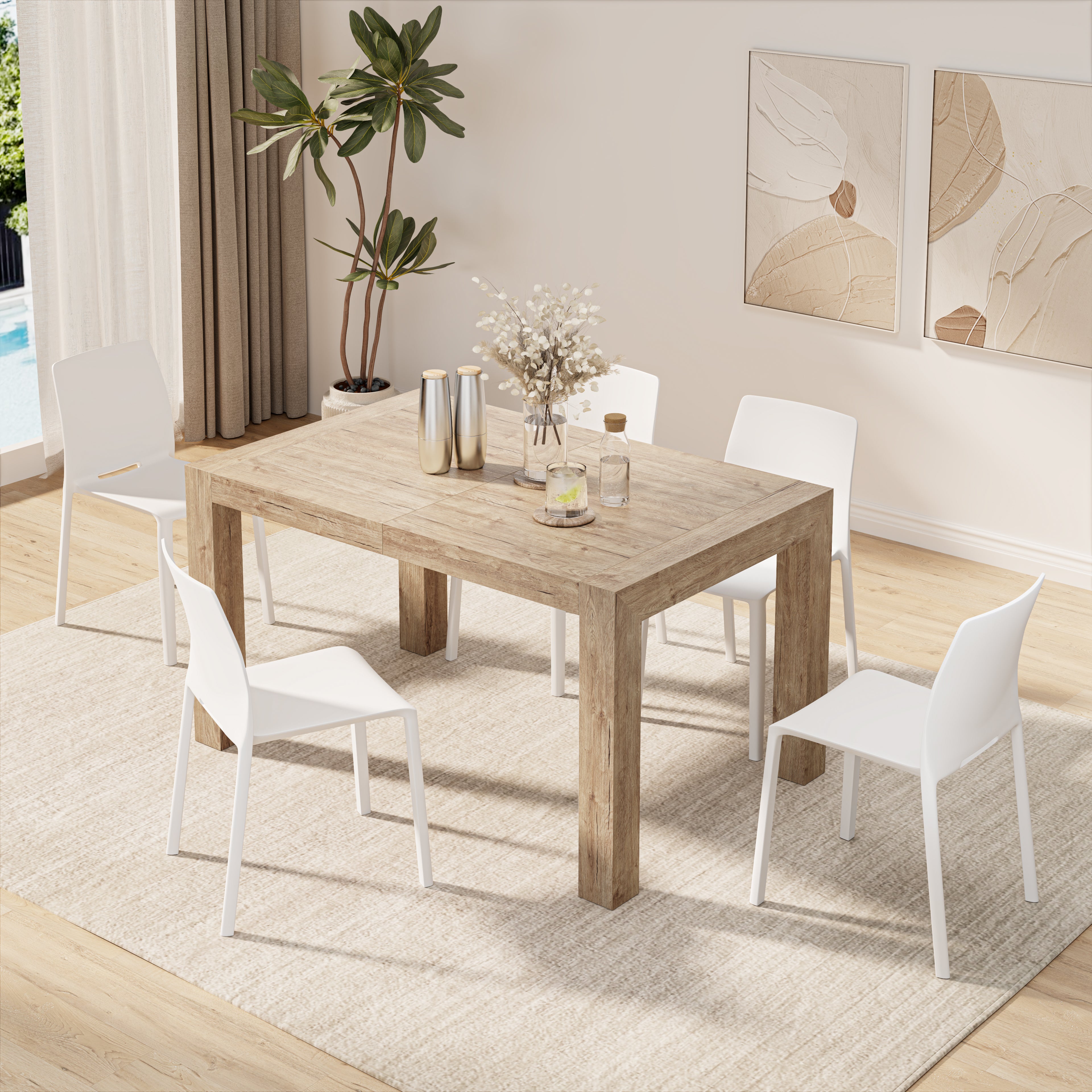 Table à manger extensible, Iacopo, 140(220)x90 cm, Chêne naturel - Detail image 2