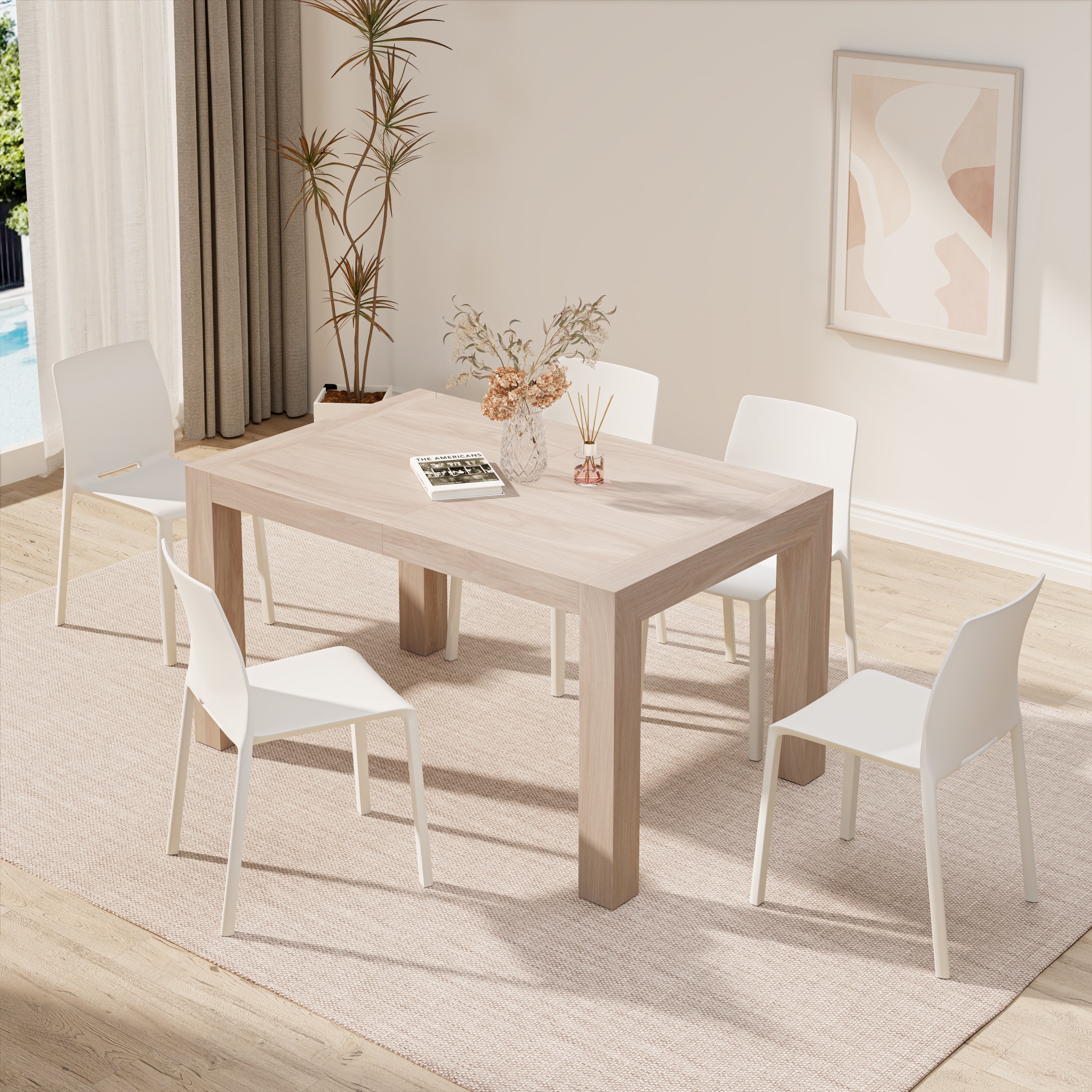 Tavolo Allungabile Moderno, Iacopo, 140(220)x90 cm, Olmo Perla - Immagine dettaglio 2