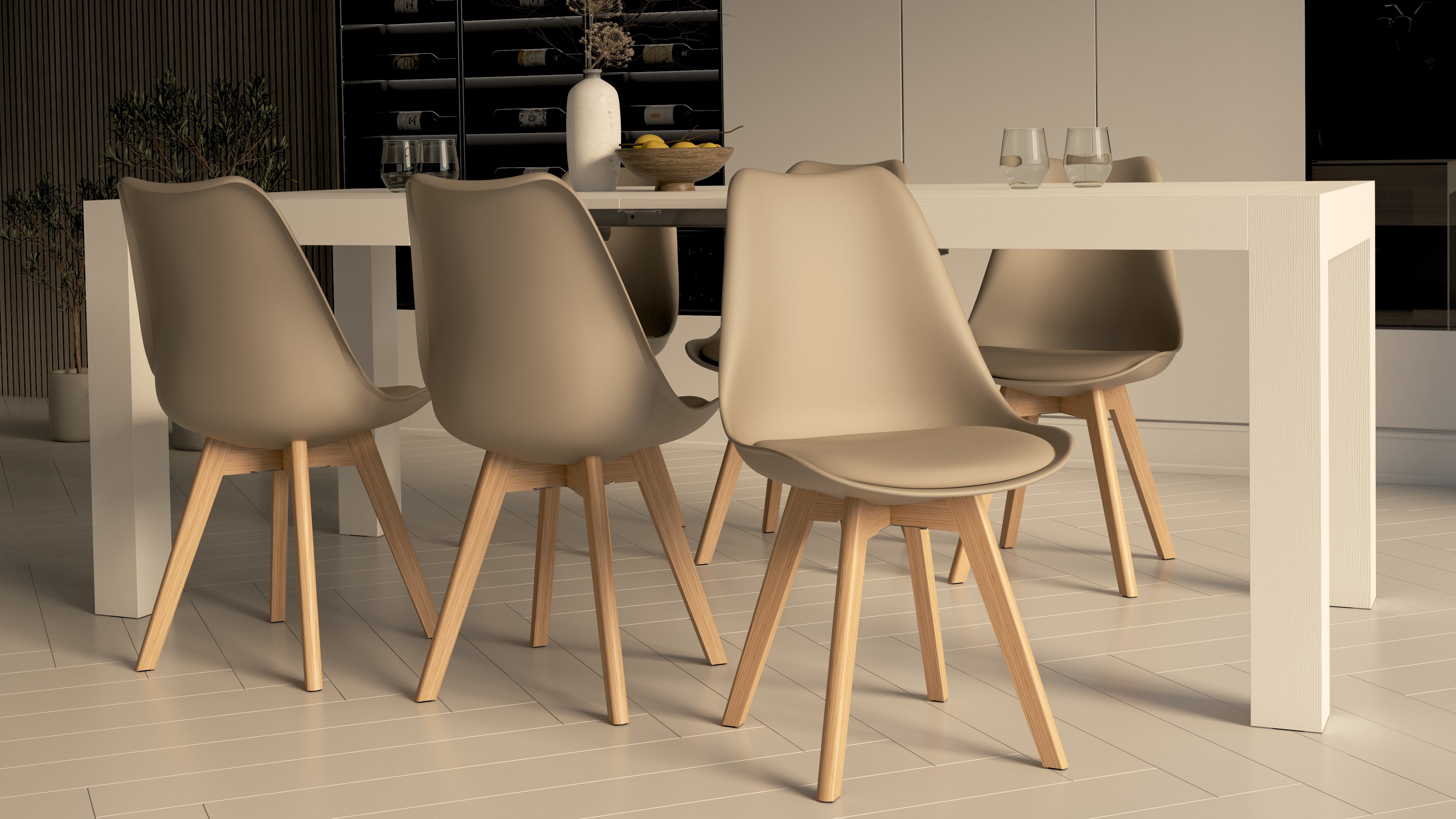 Moderne Uitschuifbare Tafel, Iacopo, 140(220)x90 cm, Wit Essen - Set image 2