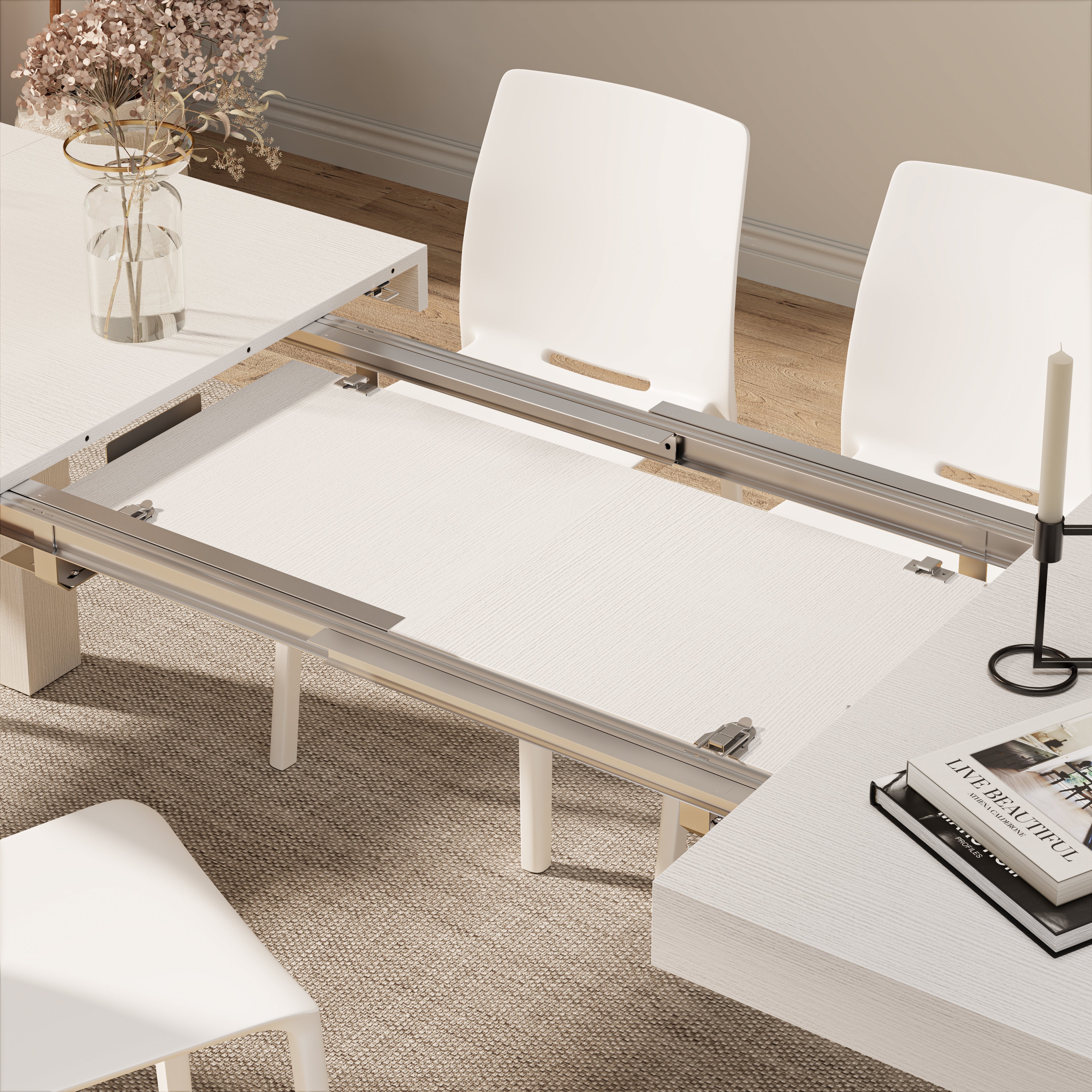Mesa Extensível Moderna, Iacopo, 140(220)x90 cm, Freixo Branco - Detail image 1