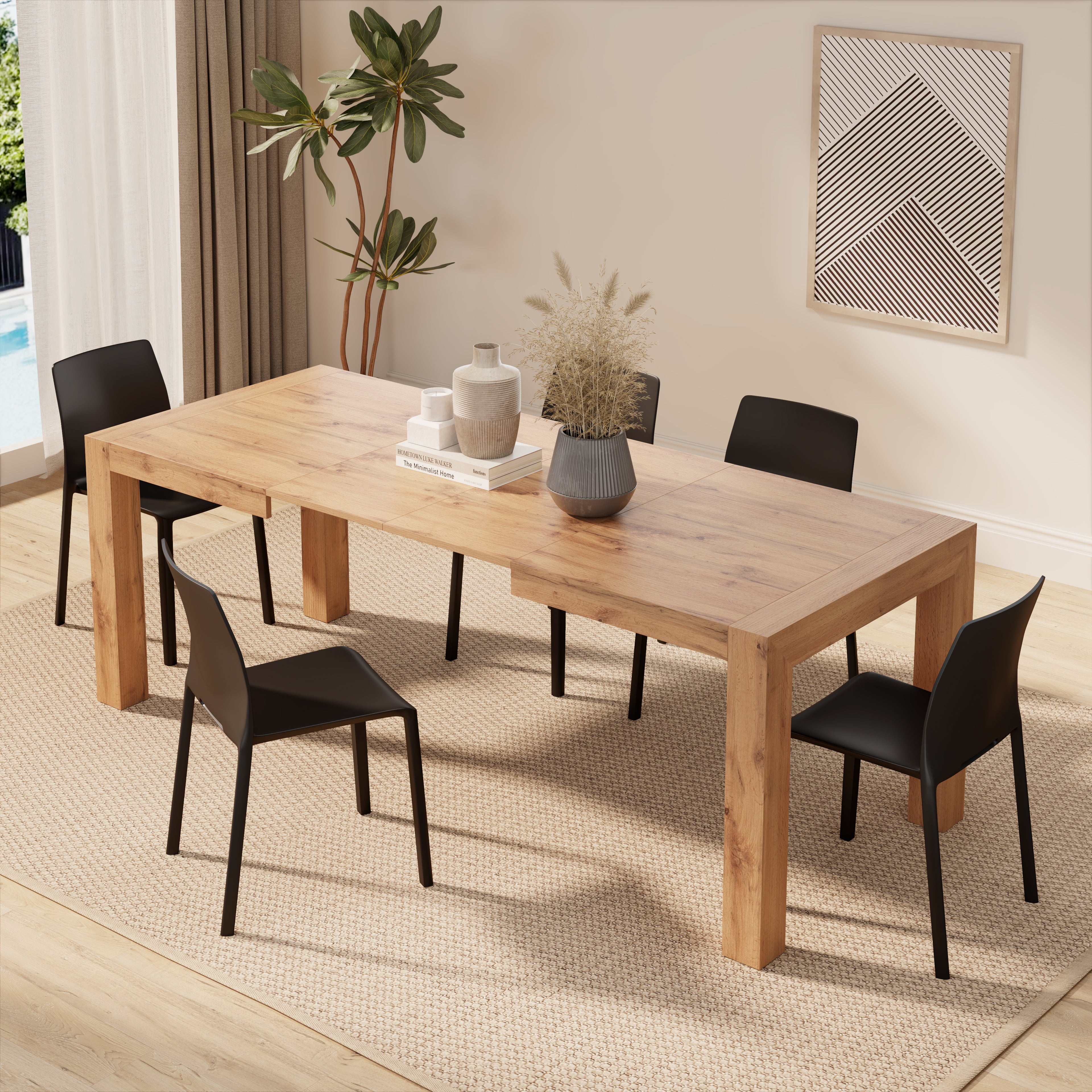 Iacopo Extendable Dining Table, 140(220)x90 cm, Rustic Oak