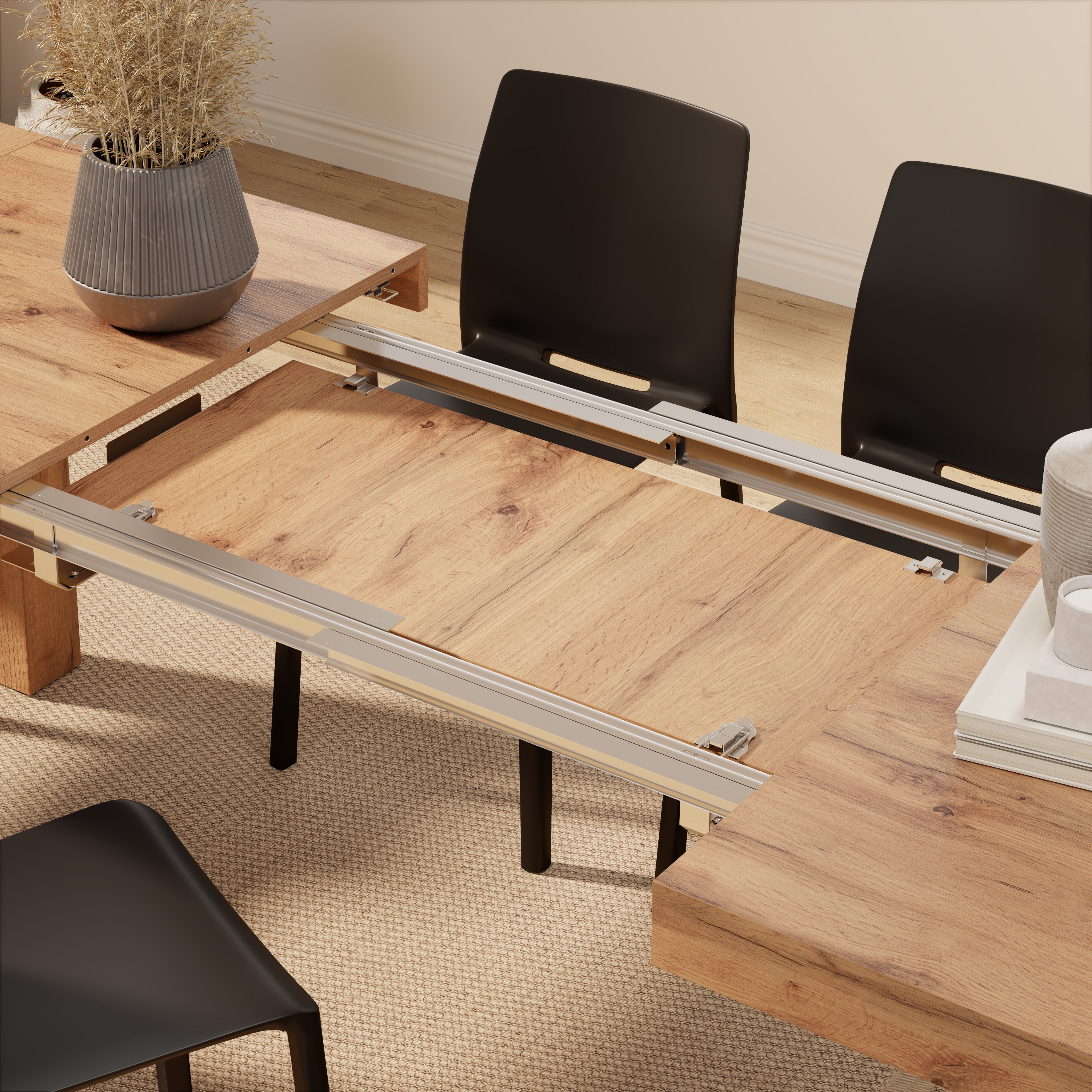 Iacopo Extendable Dining Table, 140(220)x90 cm, Rustic Oak