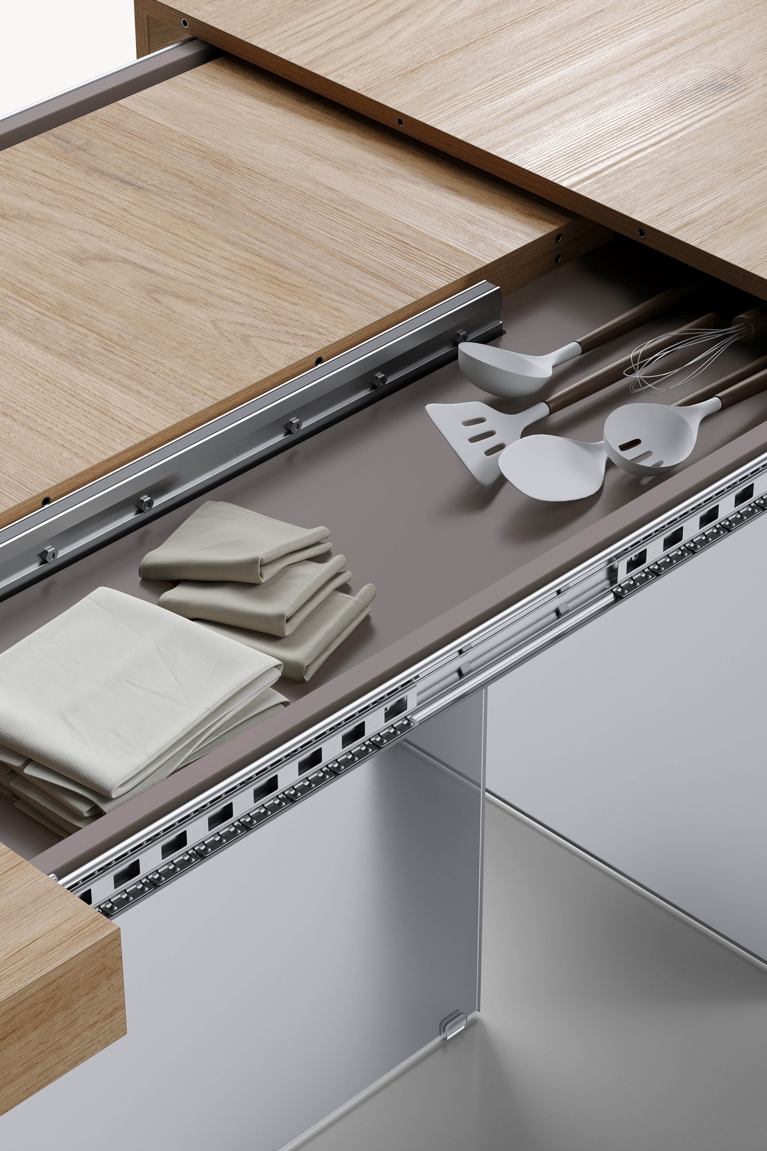 Tavolo allungabile Lia 160(240)x90 cm, Rovere naturale con gambe in vetro fumè - Immagine dettaglio 1