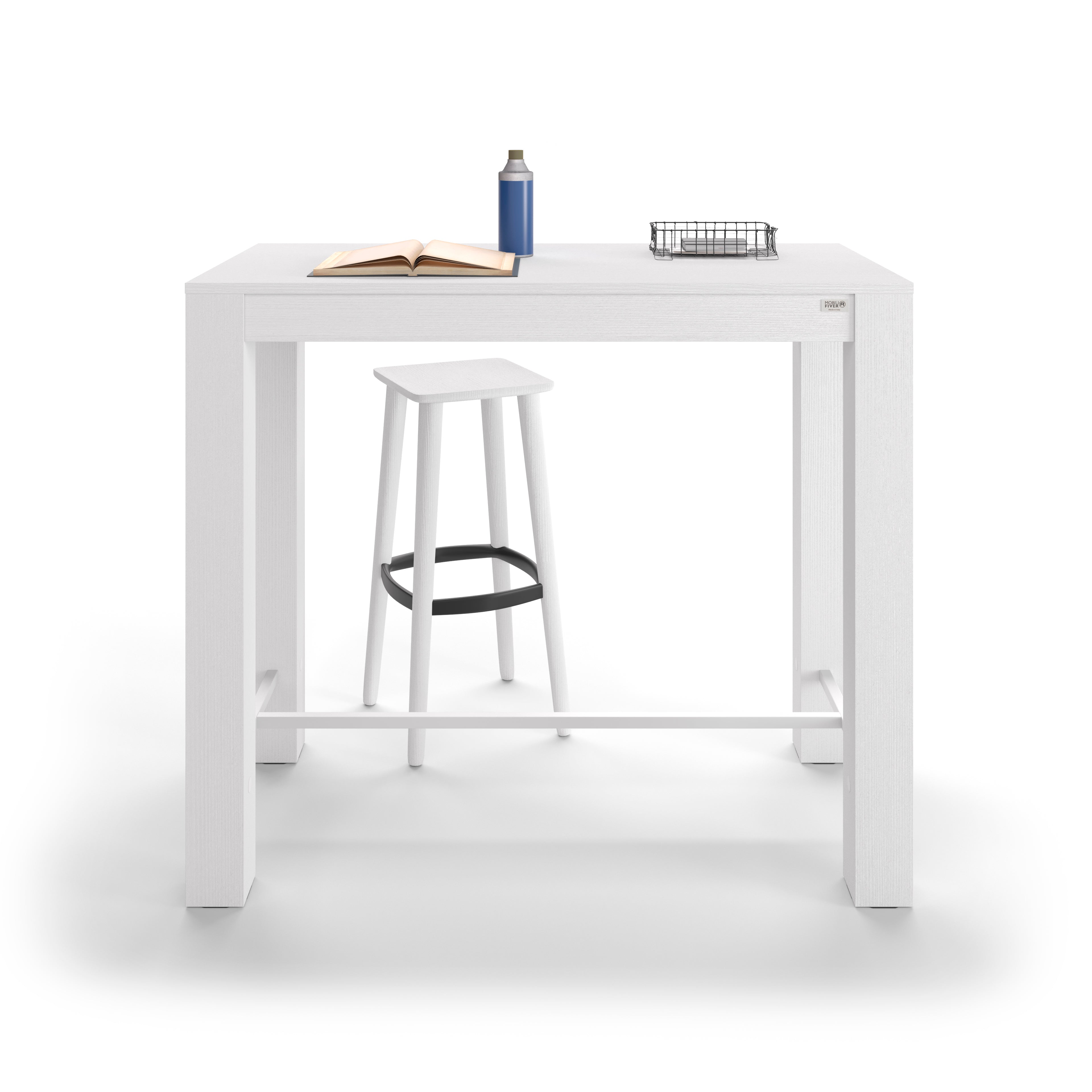 Mesa Alta Rachele 120x60 cm, Fresno Blanco