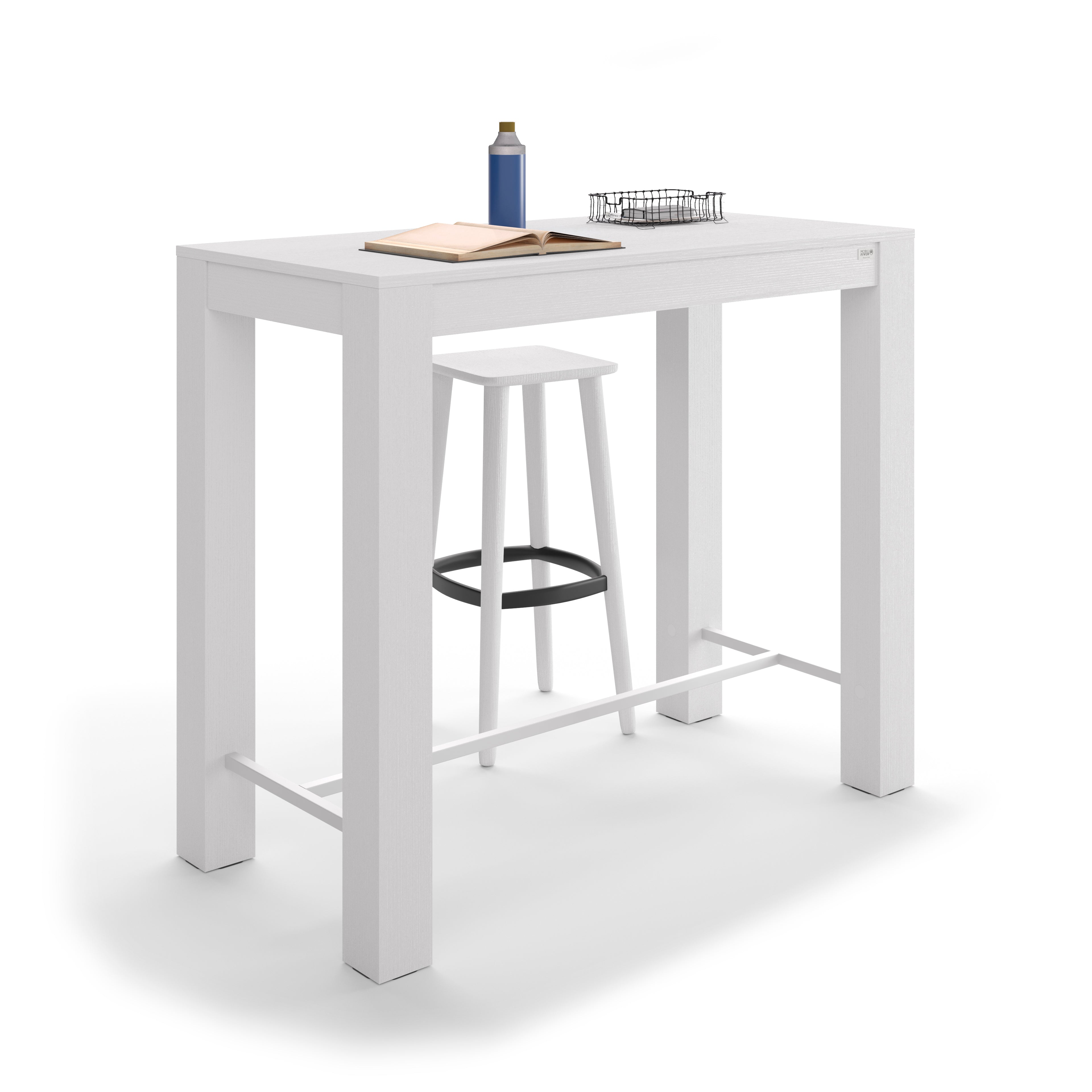 Tavolo Alto Rachele 120x60 cm, Bianco Frassino